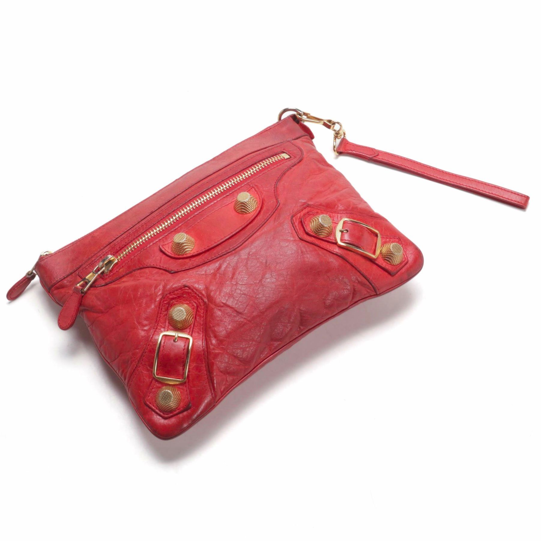 red balenciaga clutch