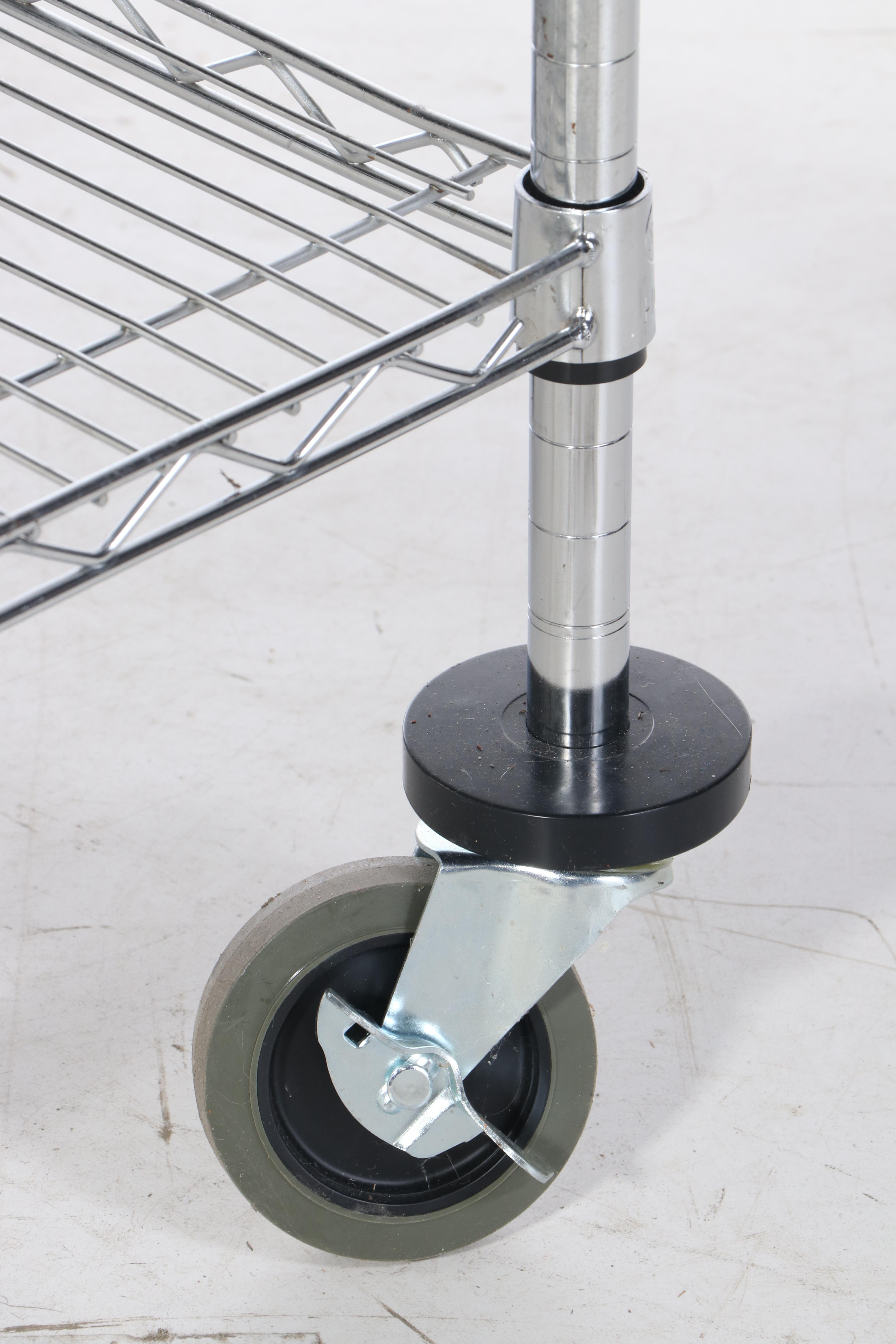 HDX ChromedMetal and Wire FourTier Shelving Unit on Castors EBTH