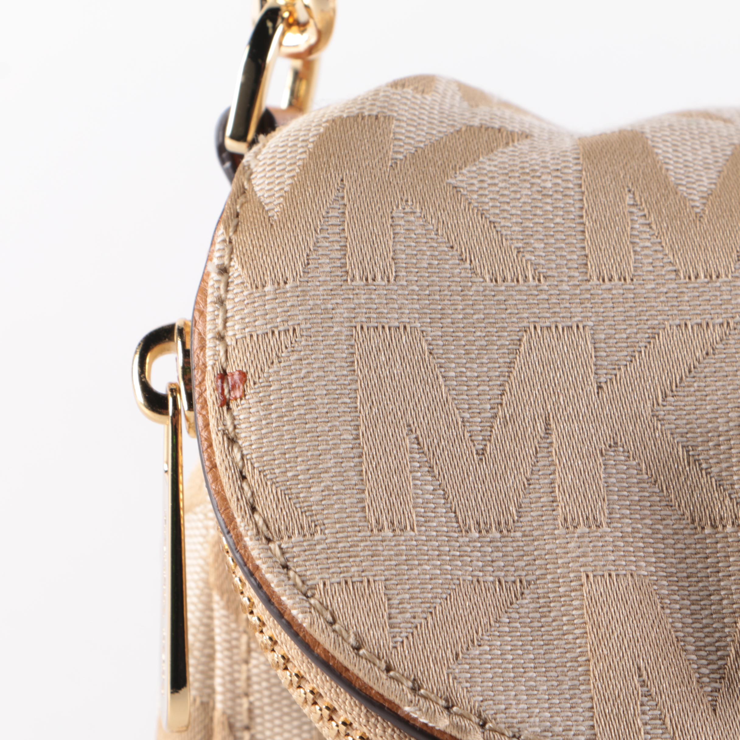 MICHAEL Michael Kors Beige Fabric Crossbody Bag with Leather Chain Link