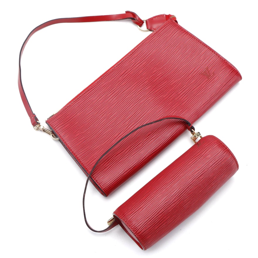 Louis Vuitton Red Epi Leather Accessories Pochette 24 Bag - LabelCentric