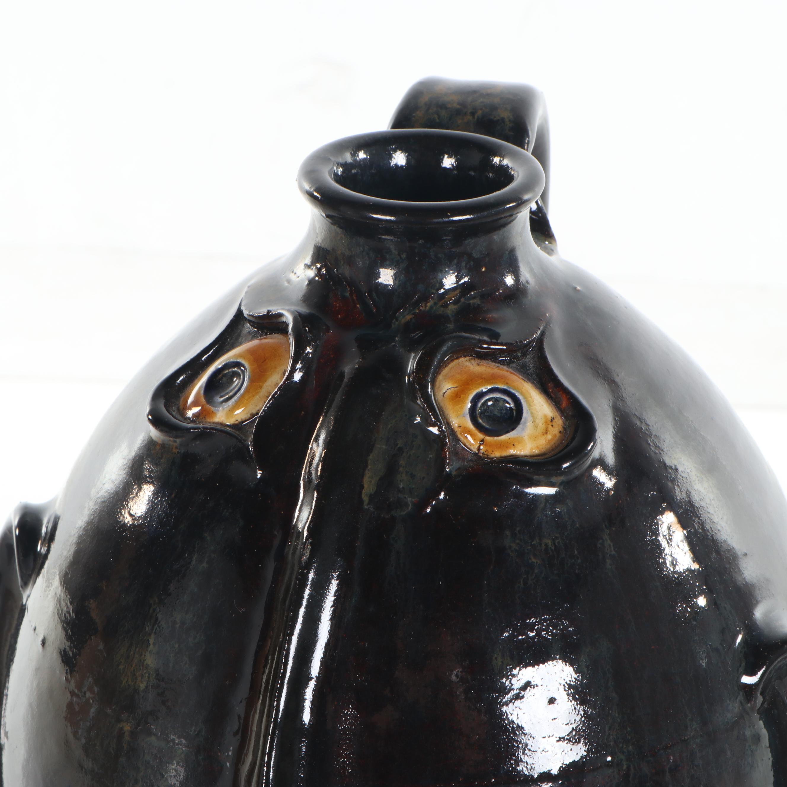 Roger Corn Folk Art Ceramic Face Jug, 2002 | EBTH