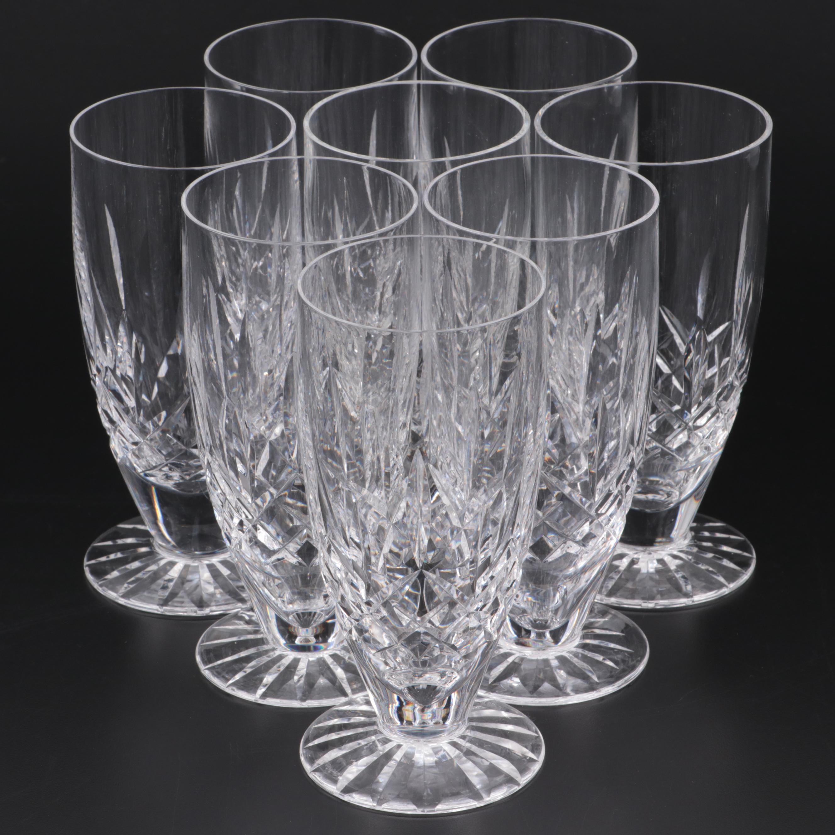 Waterford "Lismore" Crystal Footed Iced Tea Glasses, Mid to Late 20th