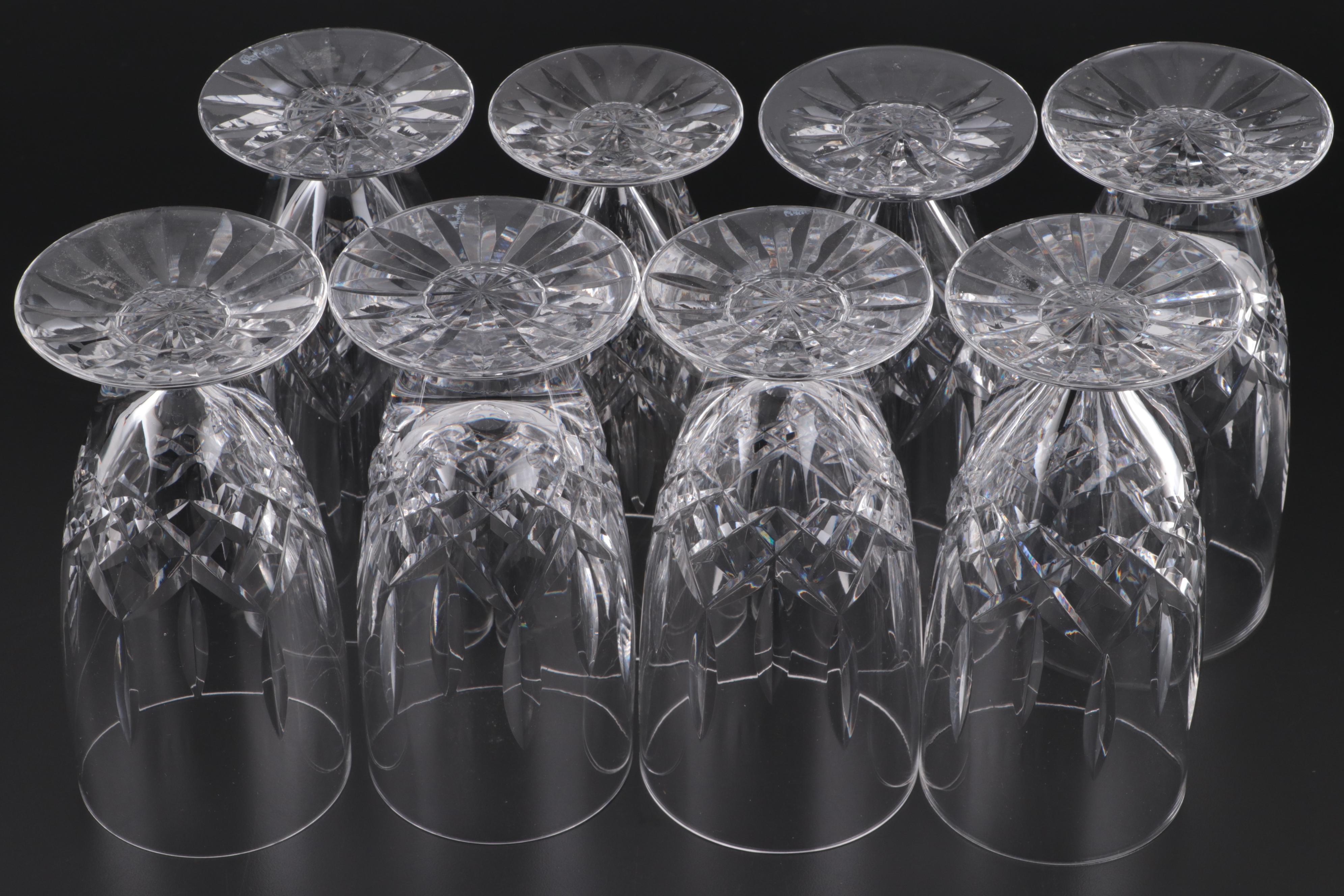 Waterford "Lismore" Crystal Footed Iced Tea Glasses, Mid to Late 20th