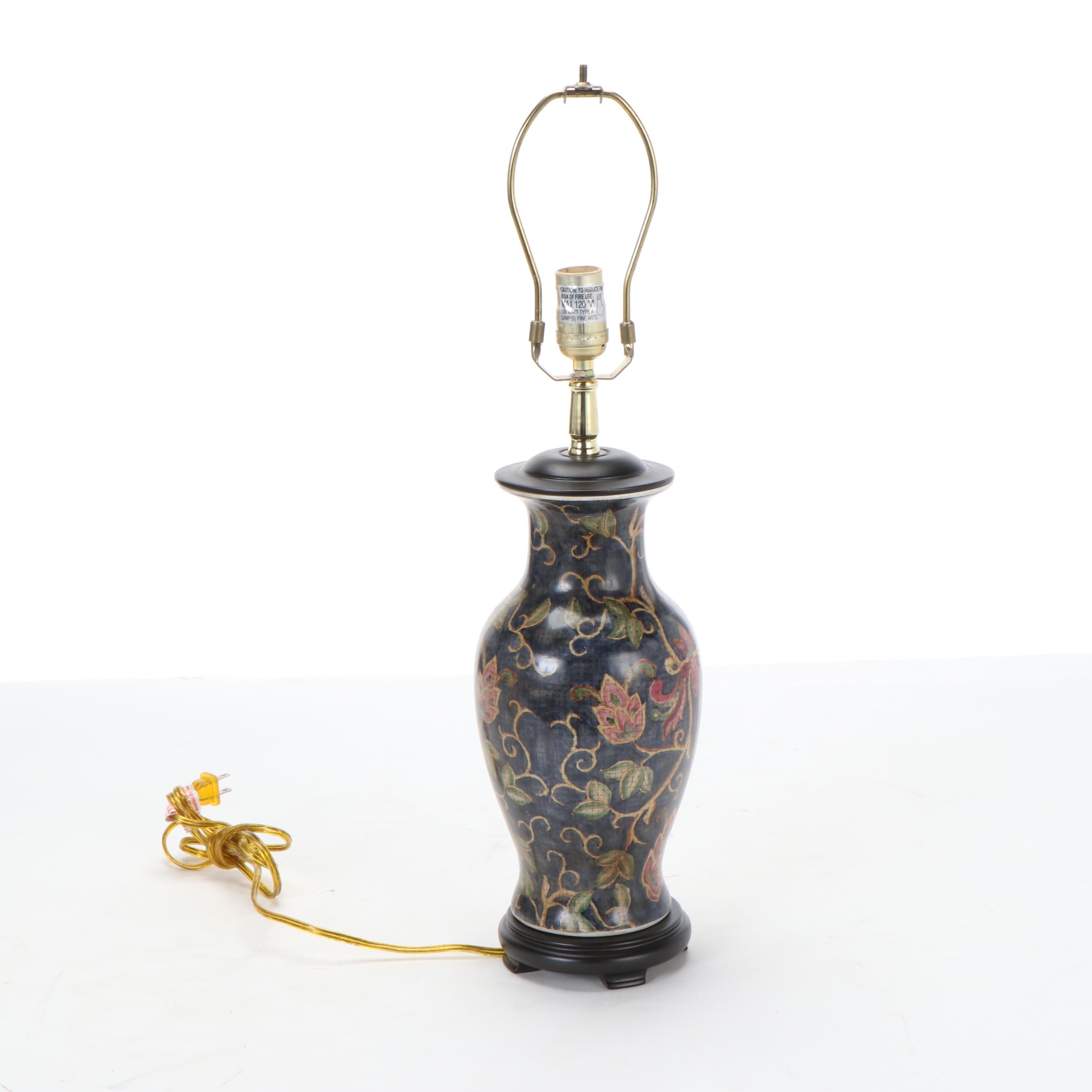 Oriental Accent PolychromeGlazed Ceramic Baluster Form Table Lamp EBTH
