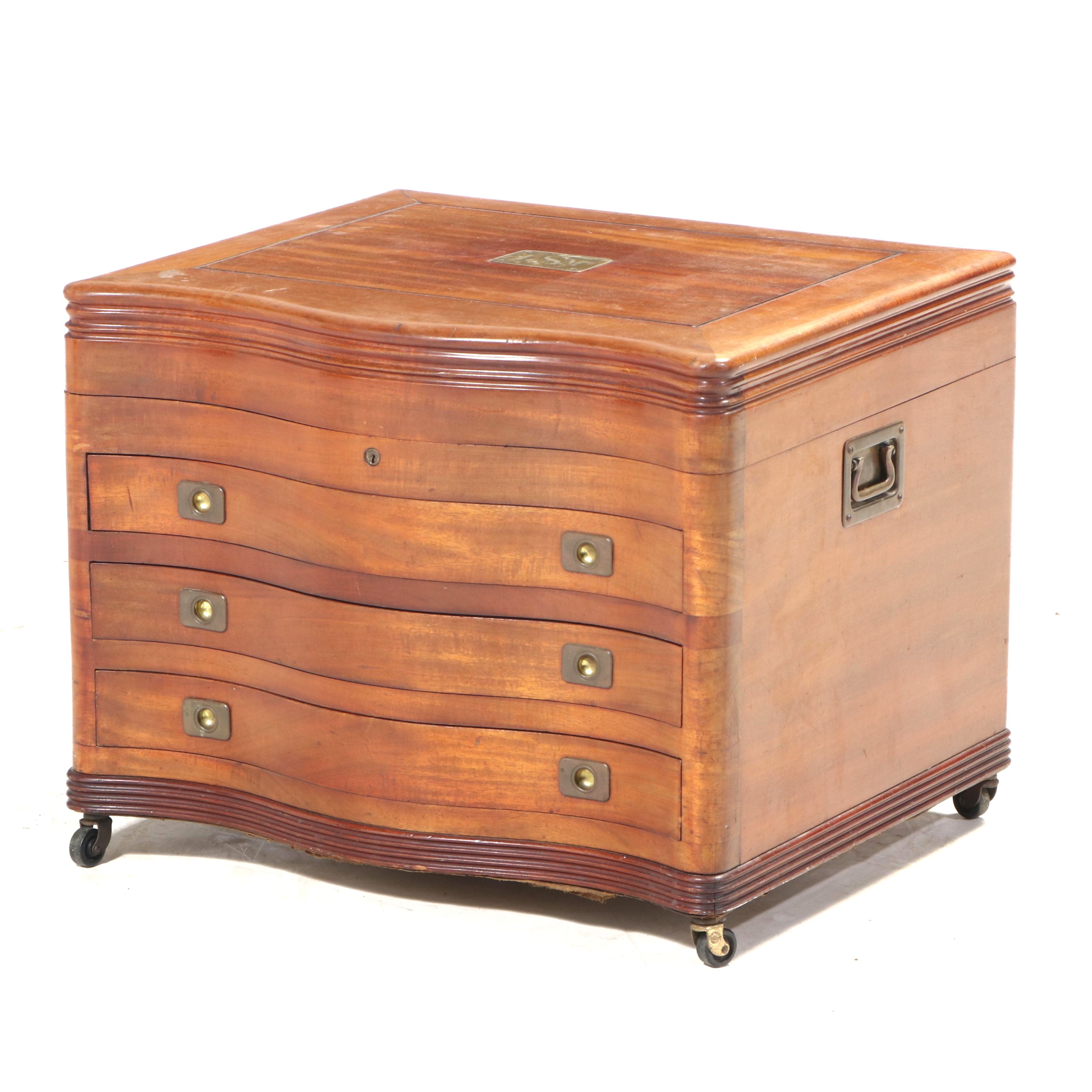 Alvin Walnut Flatware Storage Chest on Casters, Mid20th Century EBTH