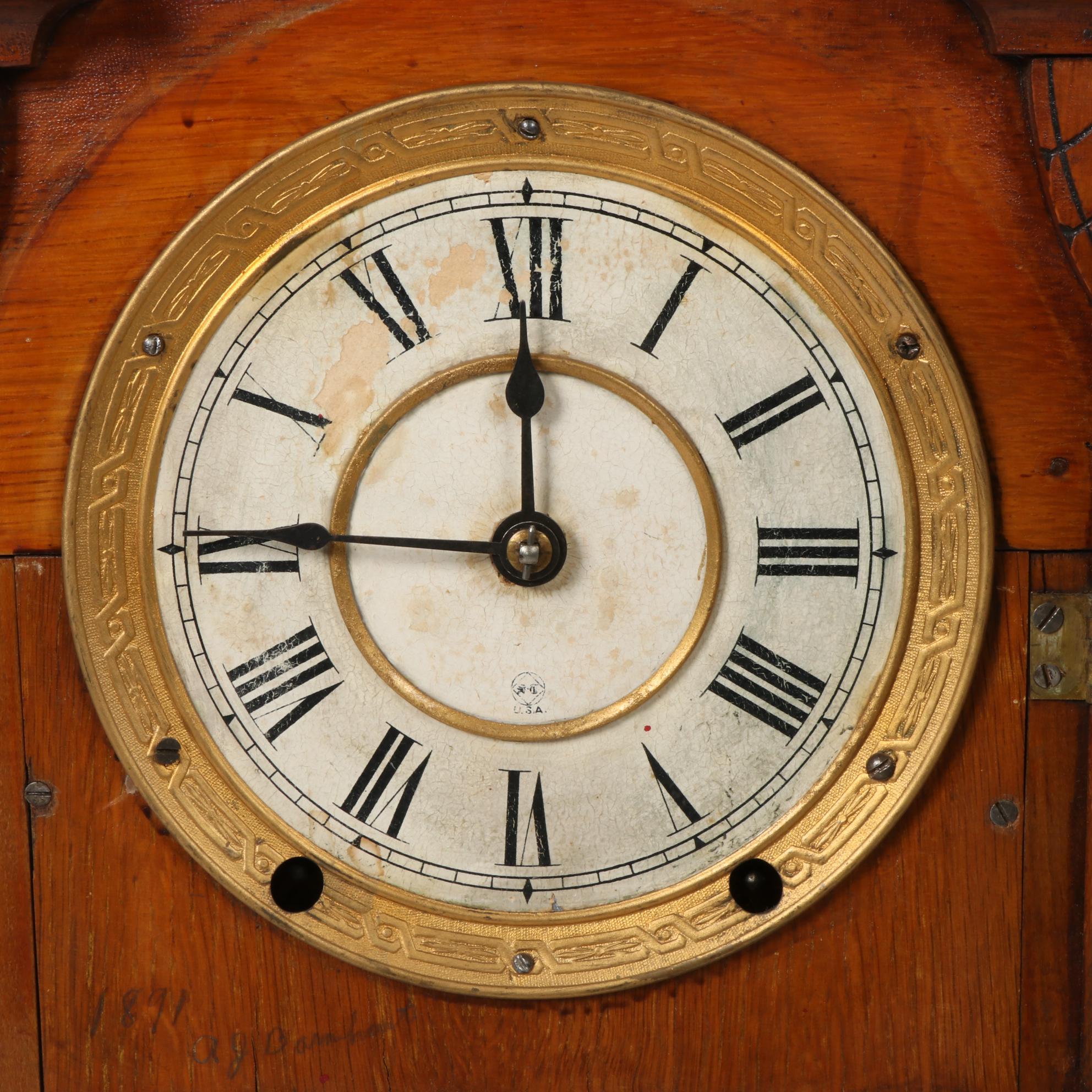 Seth Thomas Gingerbread Oak Wall Clock, Late 19th/ Early 20th C EBTH
