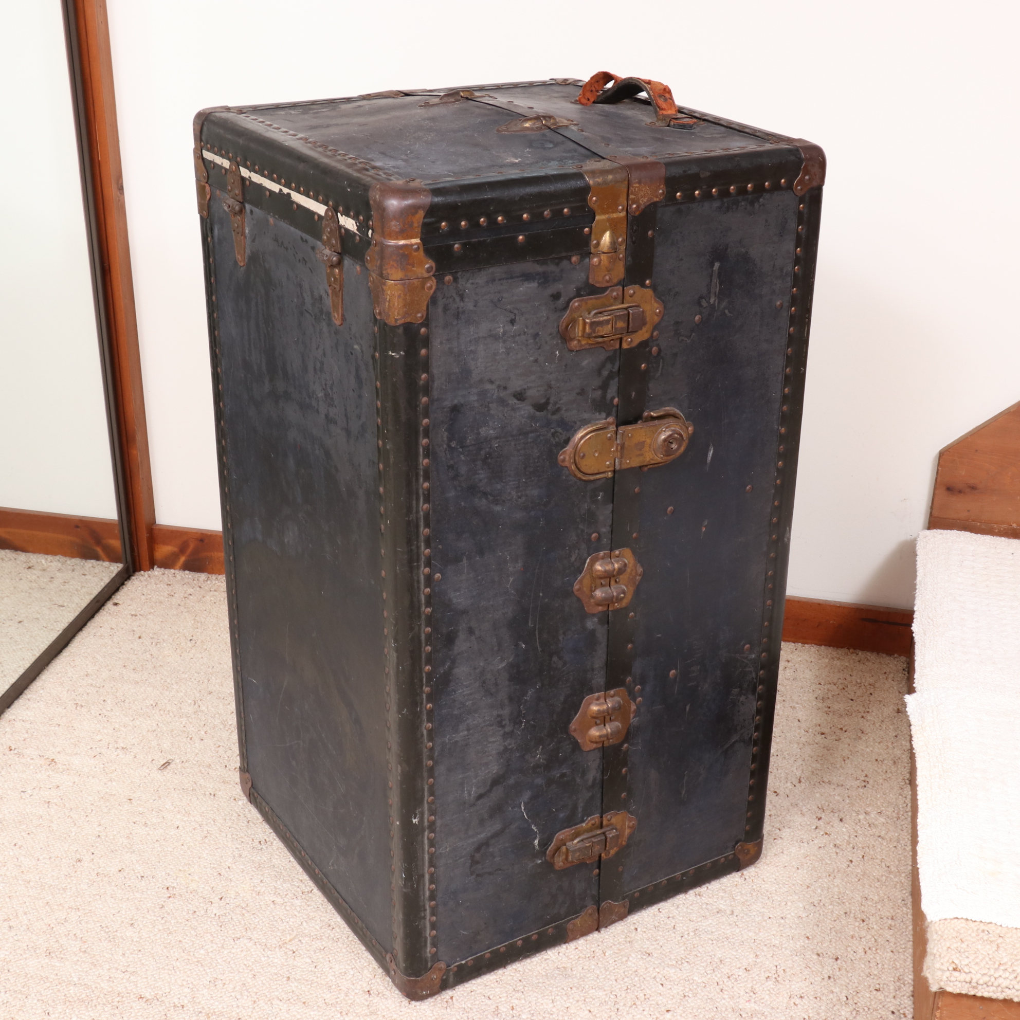 Upright MetalMounted Wood Steamer Trunk, Early 20th Century EBTH