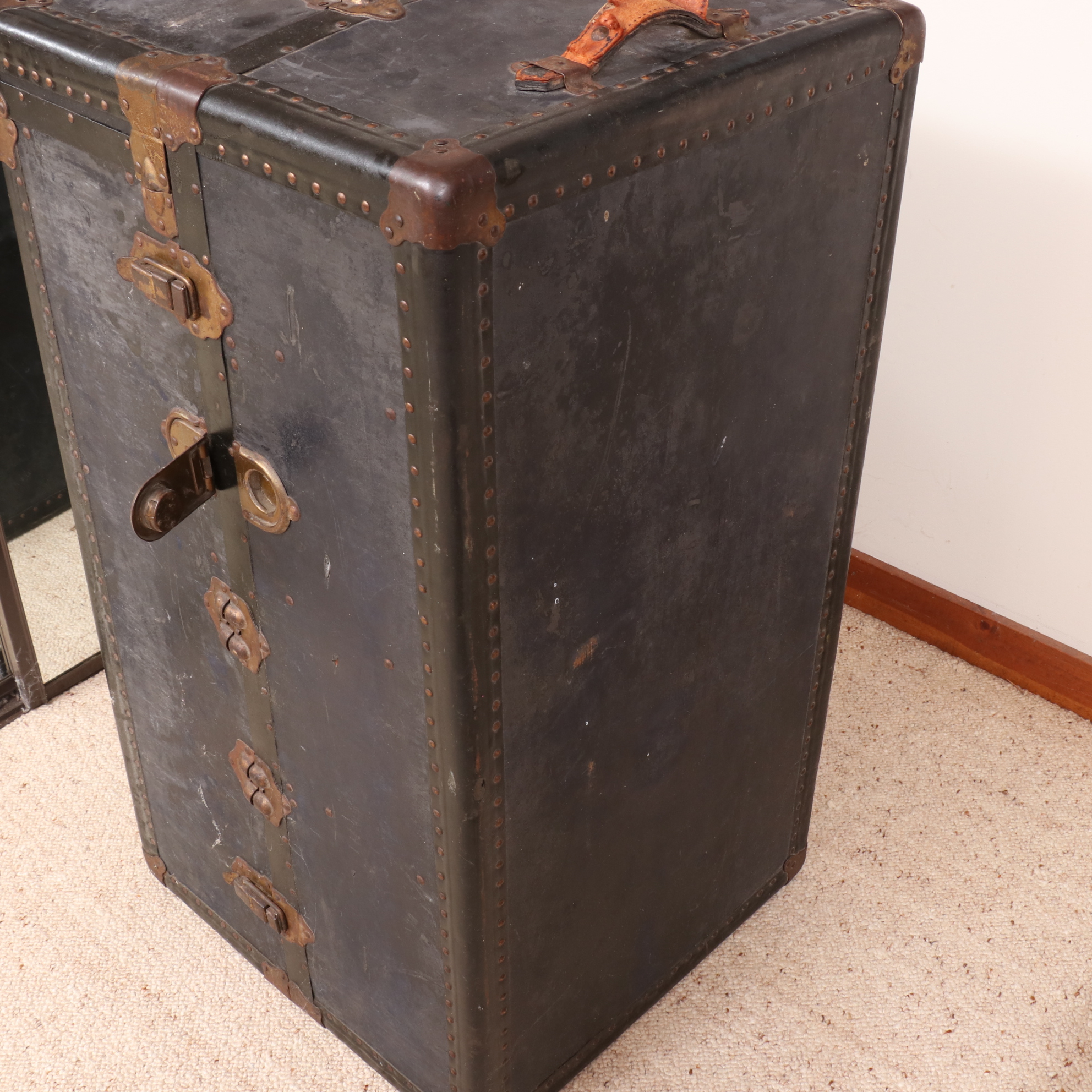 Upright MetalMounted Wood Steamer Trunk, Early 20th Century EBTH