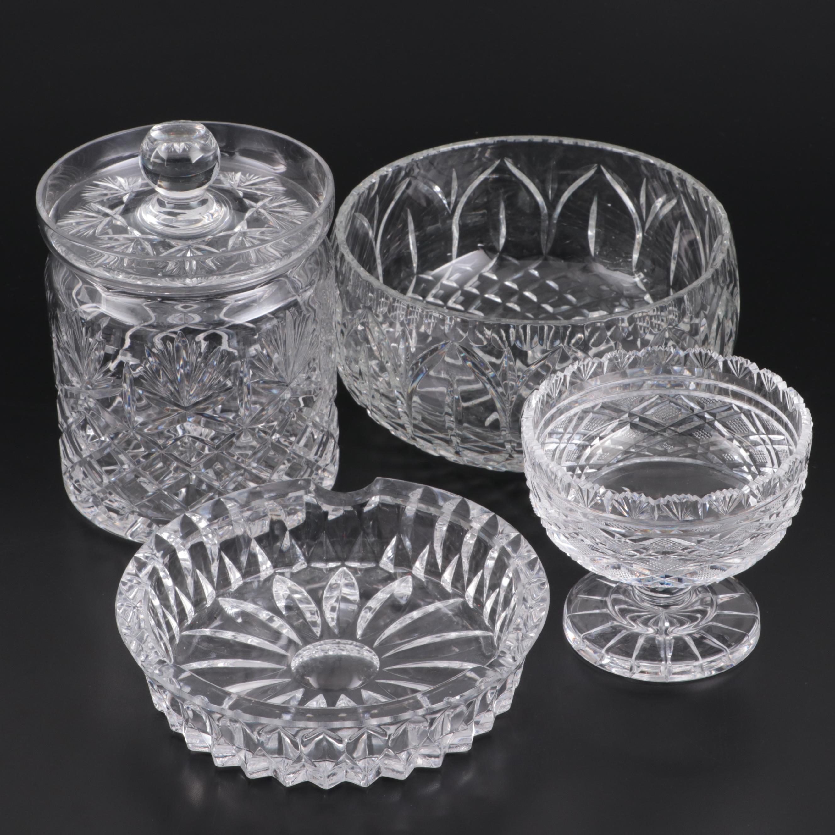 Waterford Crystal Candy Dish and Other Glass Bowl, Ashtray and Lidded