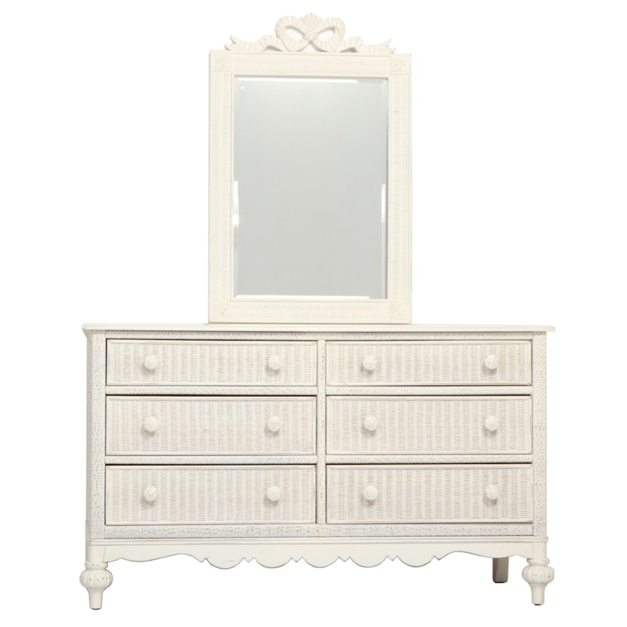 Lexington Painted White Wicker Dresser With Mirror Ebth