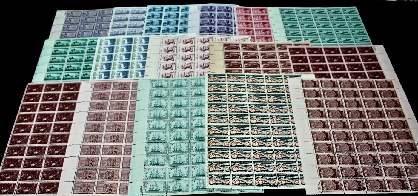 Mint Condition Us Postage Stamp Sheet Collection 1940s Through 1960s