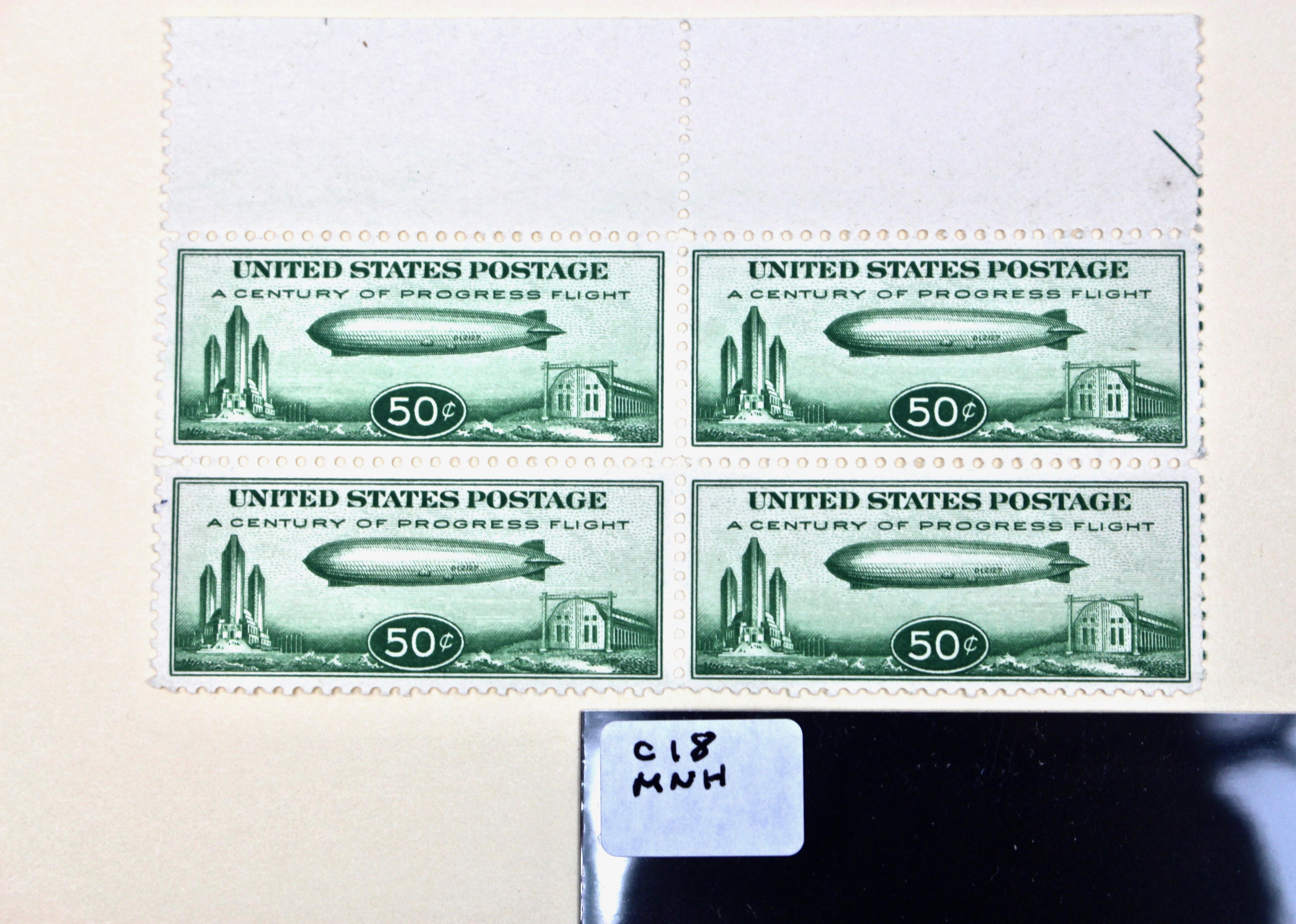 U.S. Century of Progress Stamp Block 50Cent Graf Zeppelin Postage