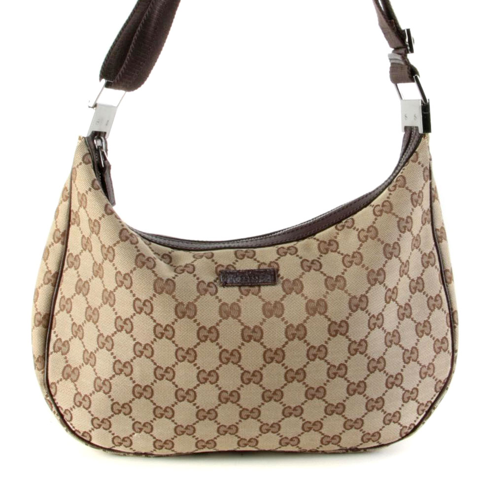 Gucci Saddle Bag in GG Beige Canvas and Brown Leather EBTH