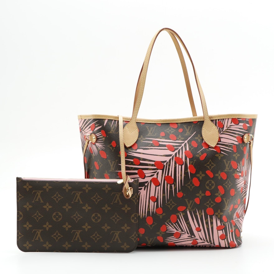 Auth Louis Vuitton Neverfull NM Tote Limited Edition Monogram Jungle Dots MM