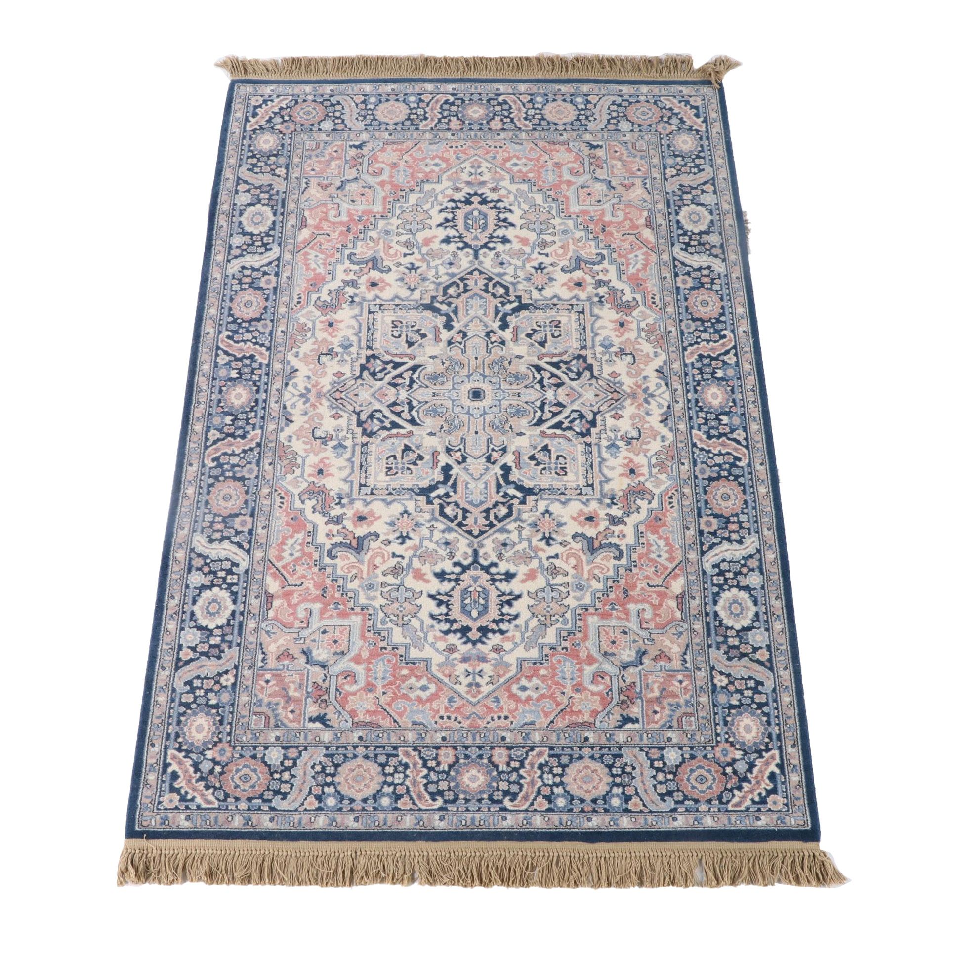 5'9 x 10'0 Machine Made Karastan "Blue Heriz" Wool Area Rug EBTH