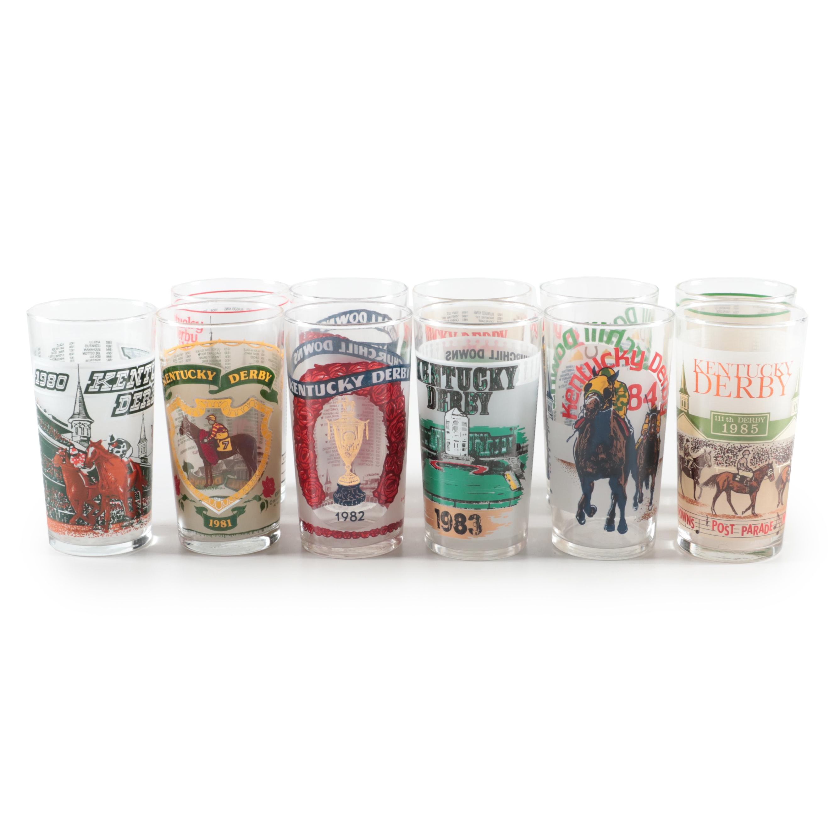 Kentucky Derby Julep Glasses, 1980s, with Red Dot 1982 and 1984 EBTH