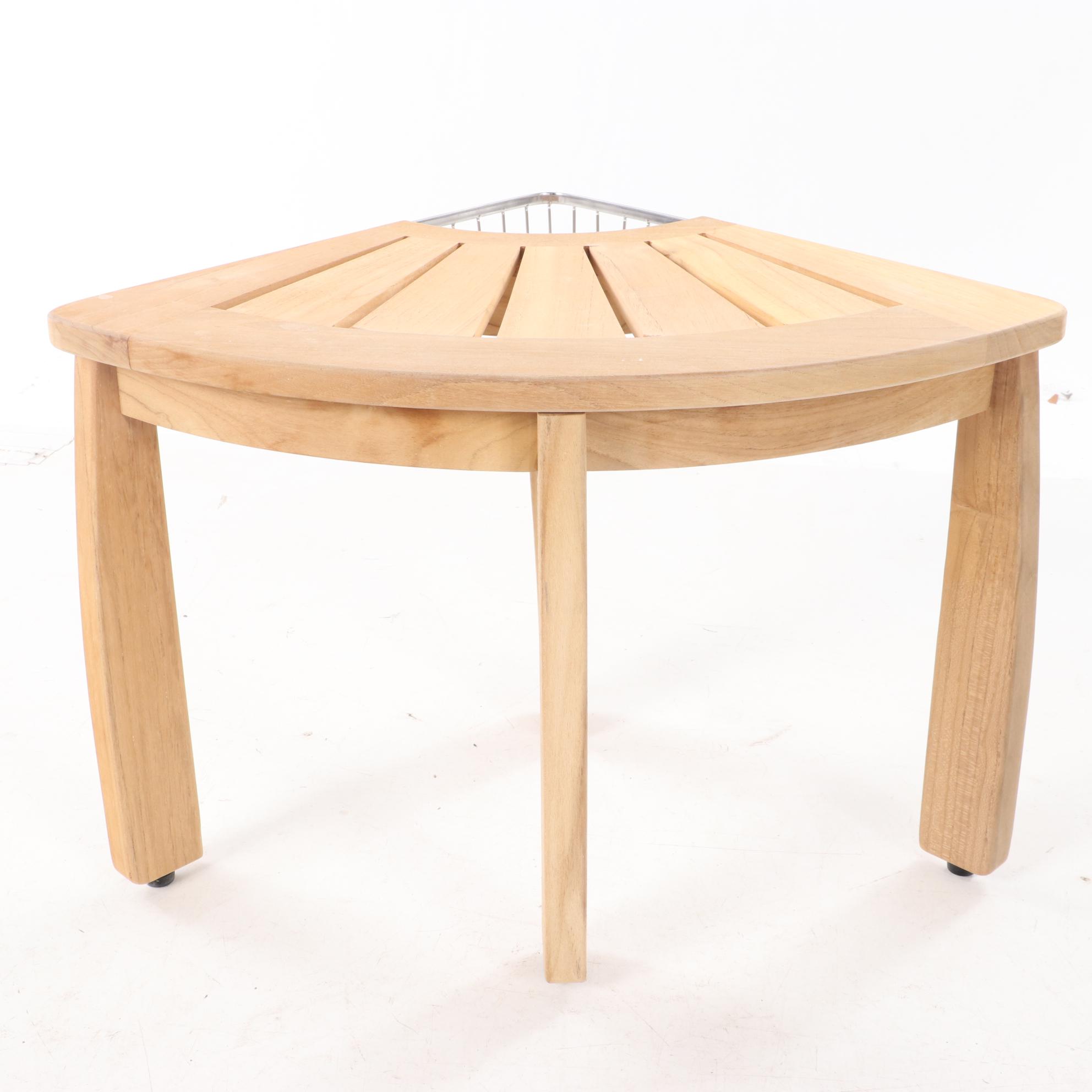 Frontgate "Resort" Collection Teak Corner Shower Seat with Basket EBTH