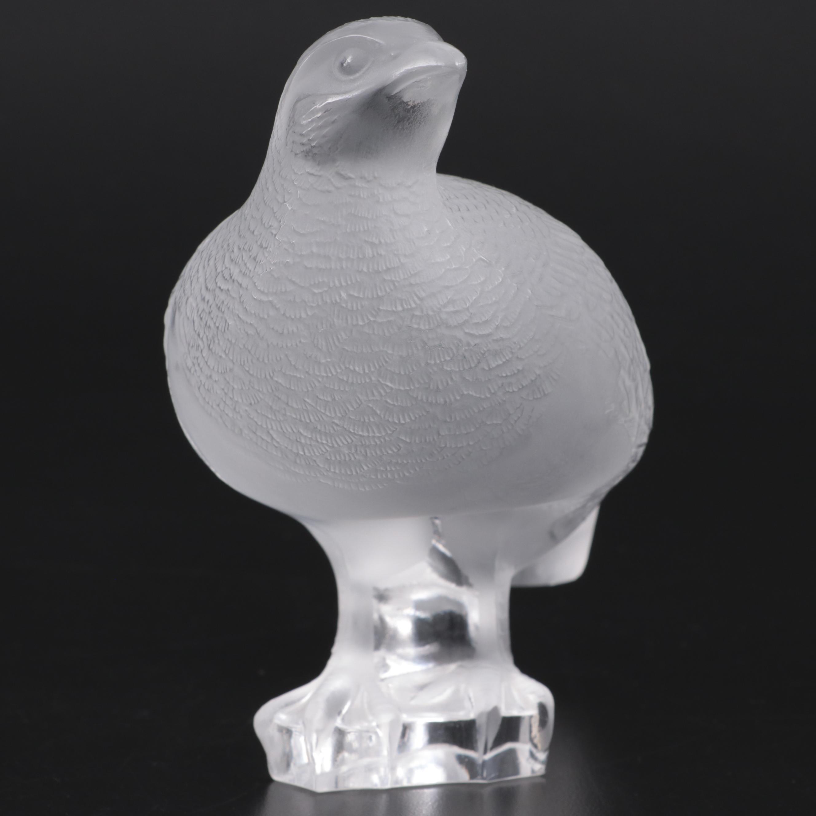 Lalique Frosted Crystal Quail Figurine EBTH