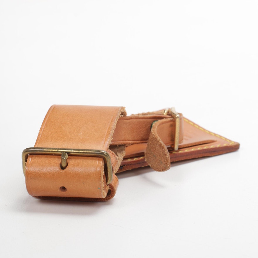 Louis Vuitton luggage tag and poignet poignier set vachetta