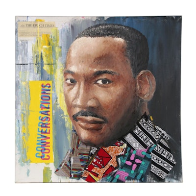 Stephen Aifegha Mixed Media Painting "Martin Luther King," 2020
