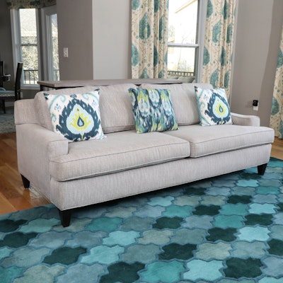 Rowe Furniture Modern Tweed Upholstered Sofa with Decorative Pillows Rowe Furniture Modern Tweed Upholstered Sofa with Decorative Pillows