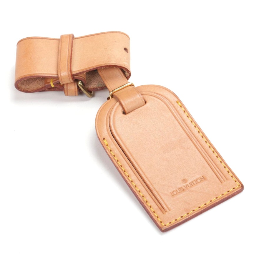 Authentic Louis Vuitton Luggage Tag & Handle Strap set Beige Epi Leather  Brass