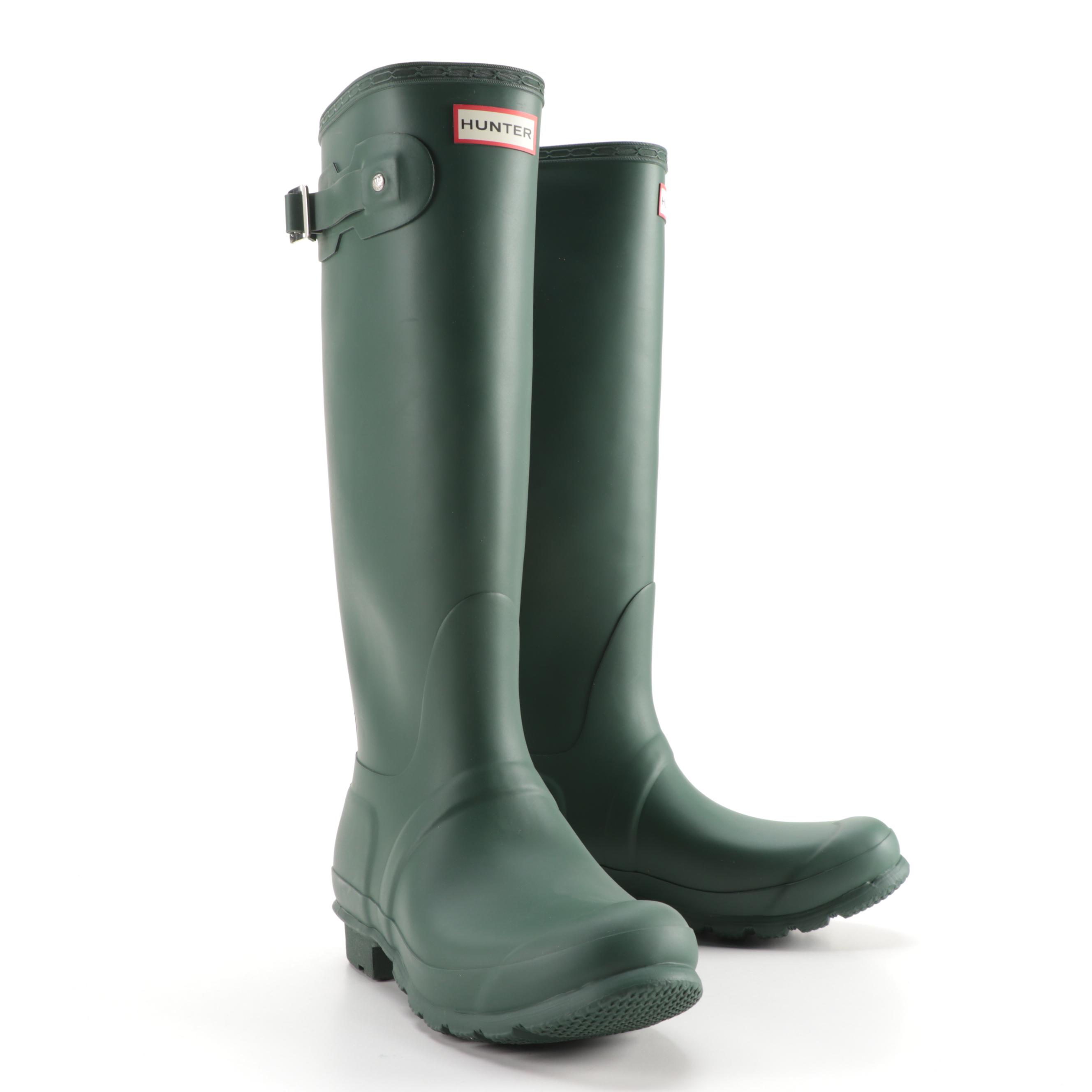 Hunter Original Tall Rain Boots in Matte Hunter Green with Box, Size 9