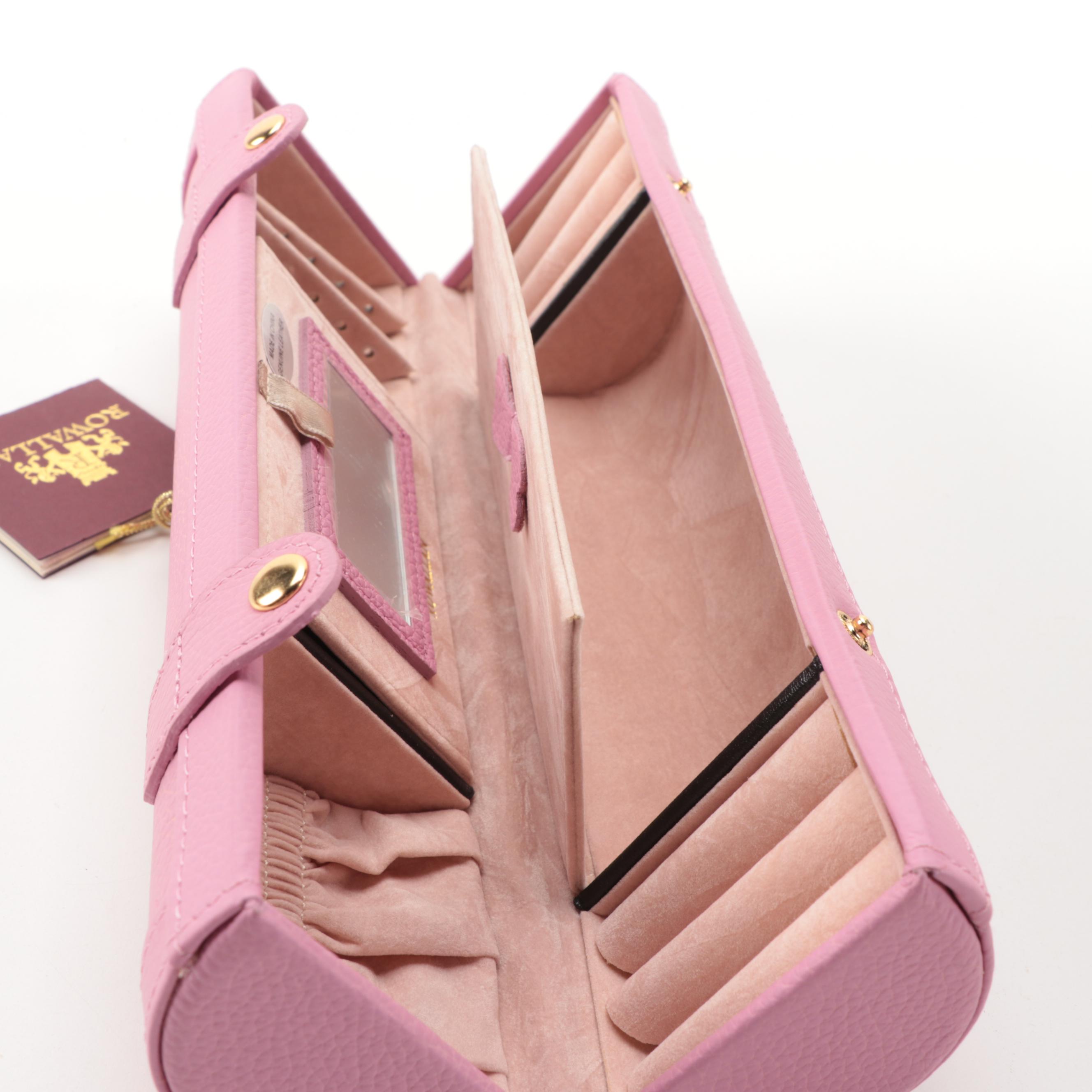 Pink Leather Rowallan Jewelry Travel Case Collection EBTH