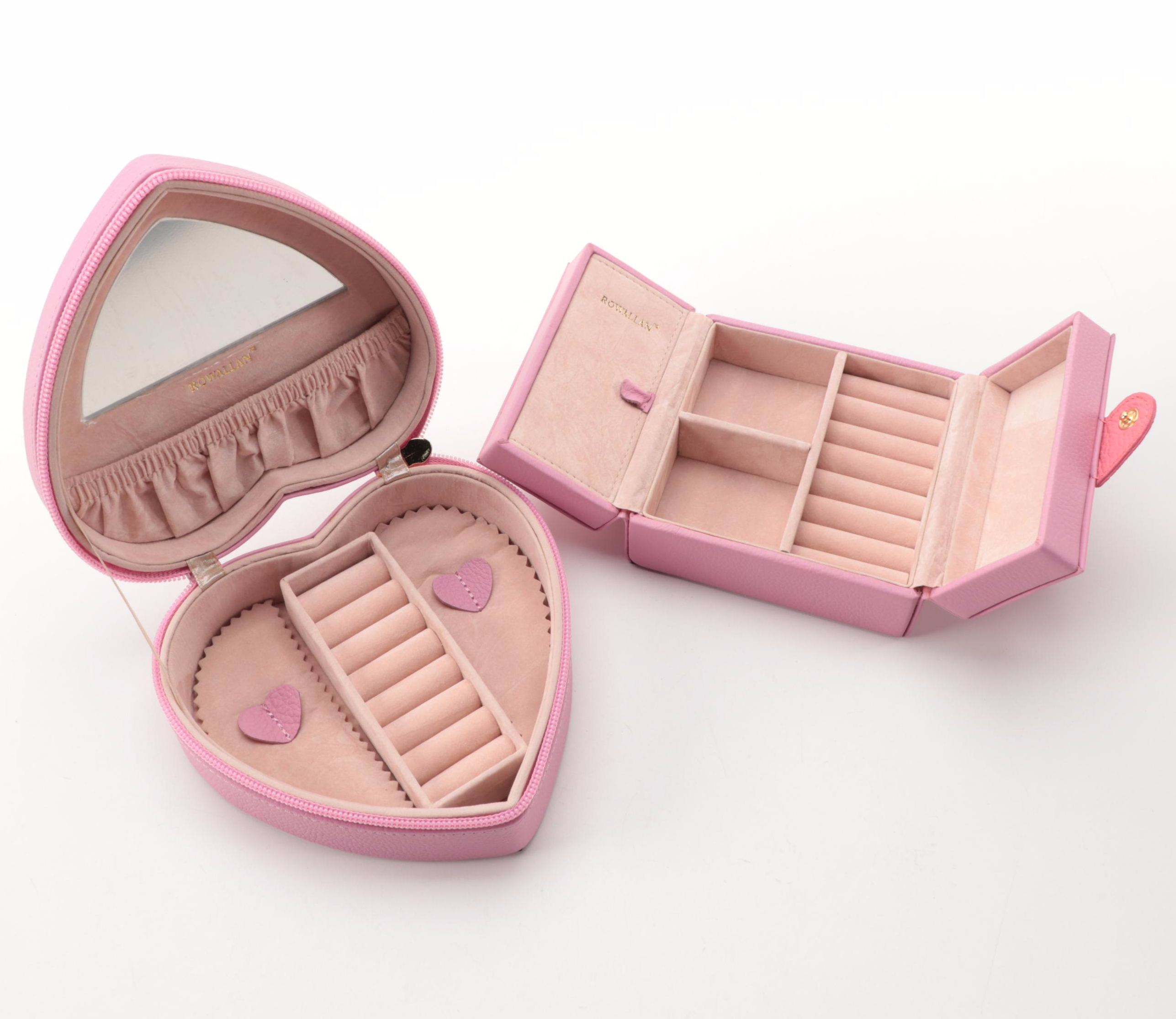 Pink Leather Rowallan Jewelry Travel Case Collection EBTH