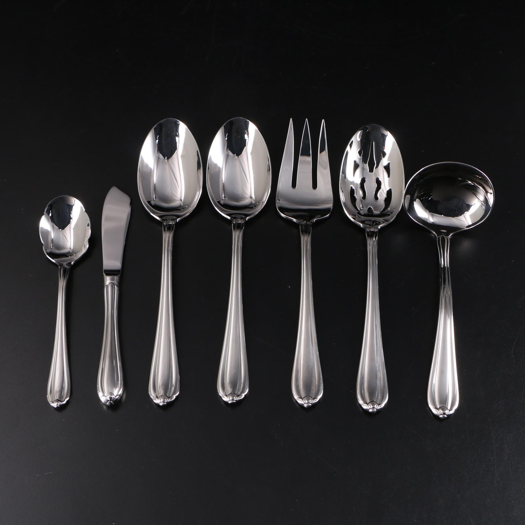 Gorham "Melon Bud" Stainless Steel Flatware, Serving Utensils and Chest