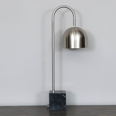 Brushed Chrome Arc Modern Desk Lamp with Marble Base Brushed Chrome Arc Modern Desk Lamp with Marble Base