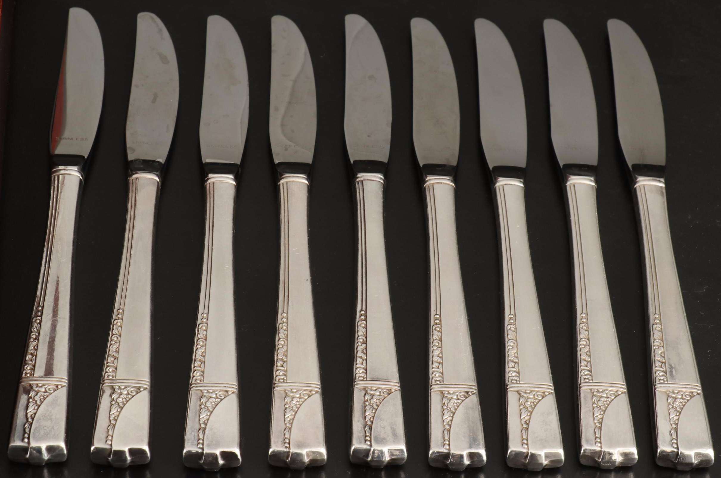 Oneida Nobility Plate "Caprice" Silver Plate Flatware with Chest, Mid