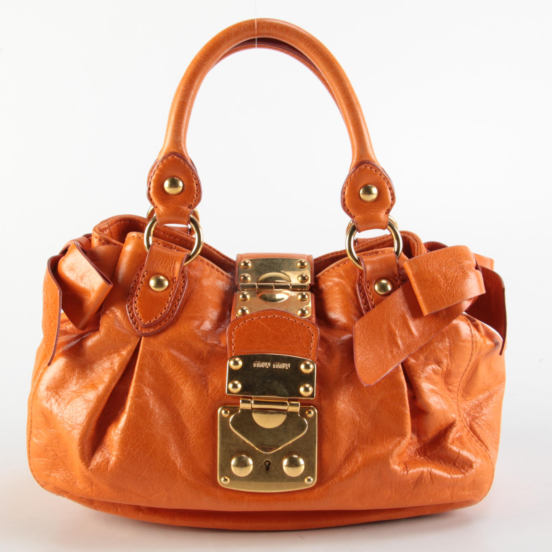 Miu Miu Orange Coffer Bag with Detachable Shoulder Strap EBTH