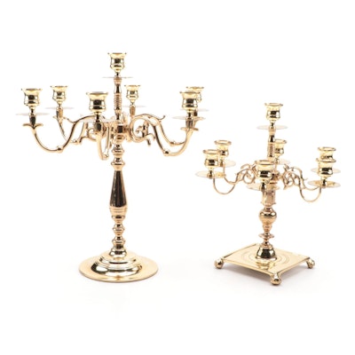 Baldwin Brass Candelabra with Other Candelabra, Mid to Late 20th C.