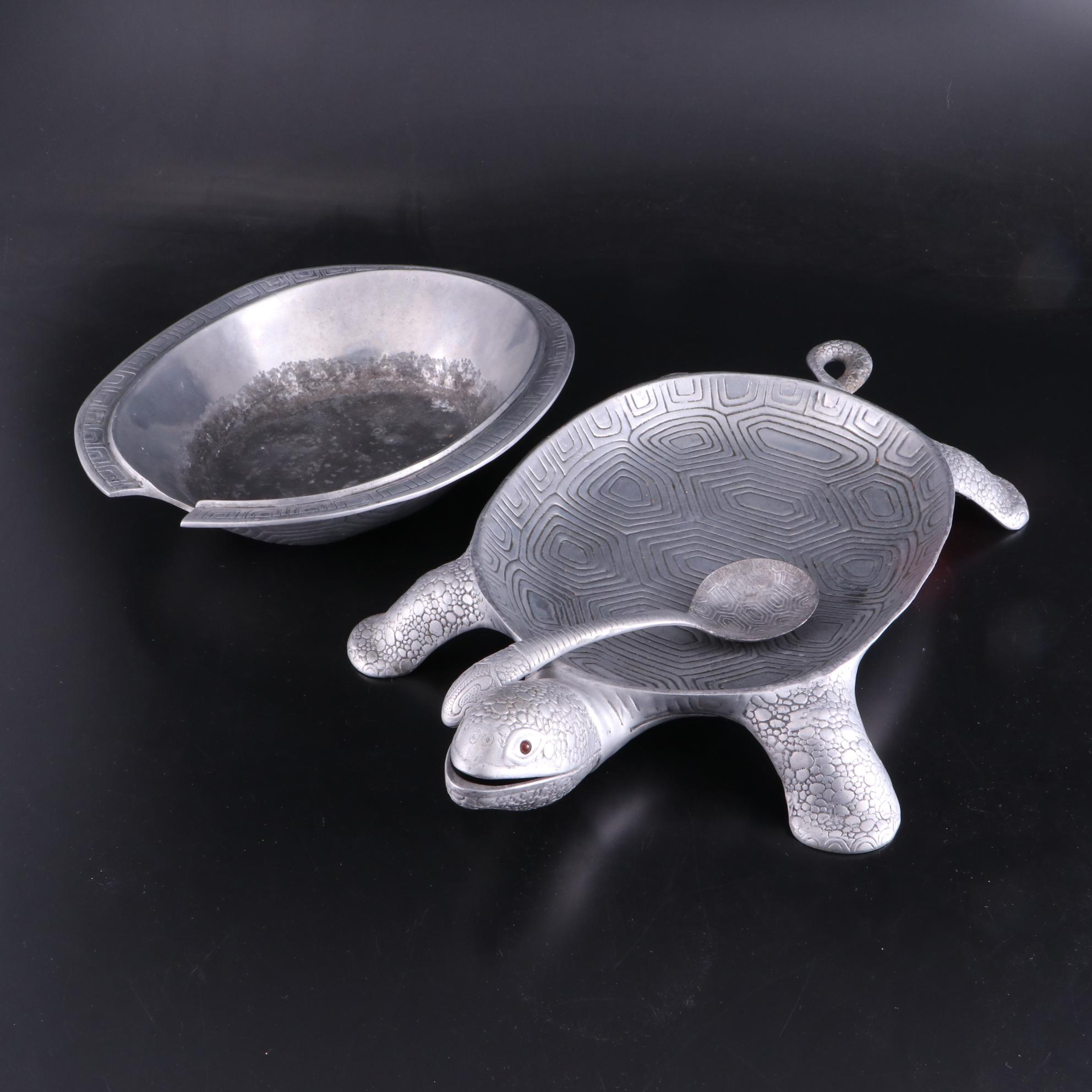 Arthur Court Aluminum Turtle Covered Serving Platter EBTH