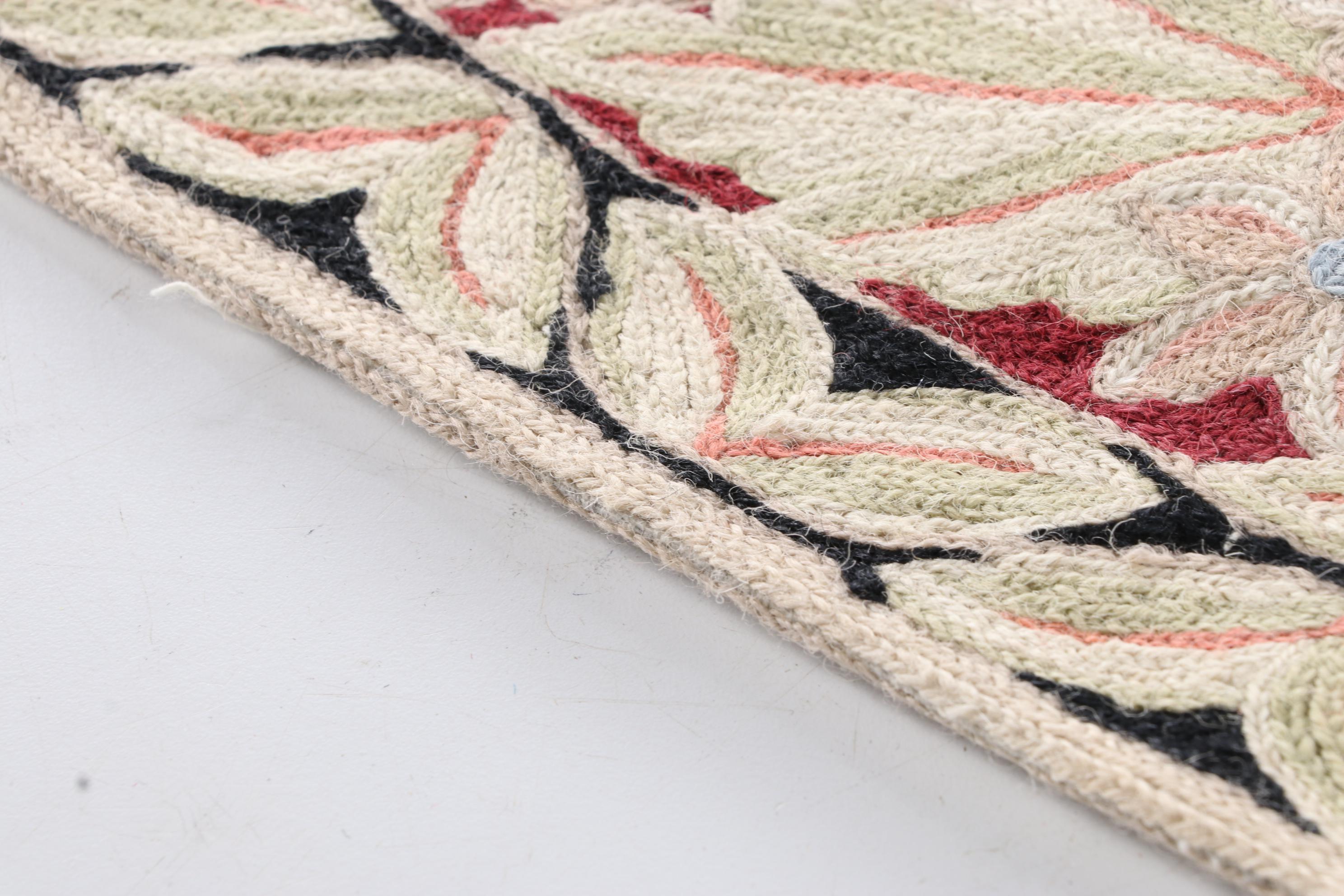 7'10 x 10'0 HandEmbroidered Indian Kashmiri Chain Stitch Wool Area Rug