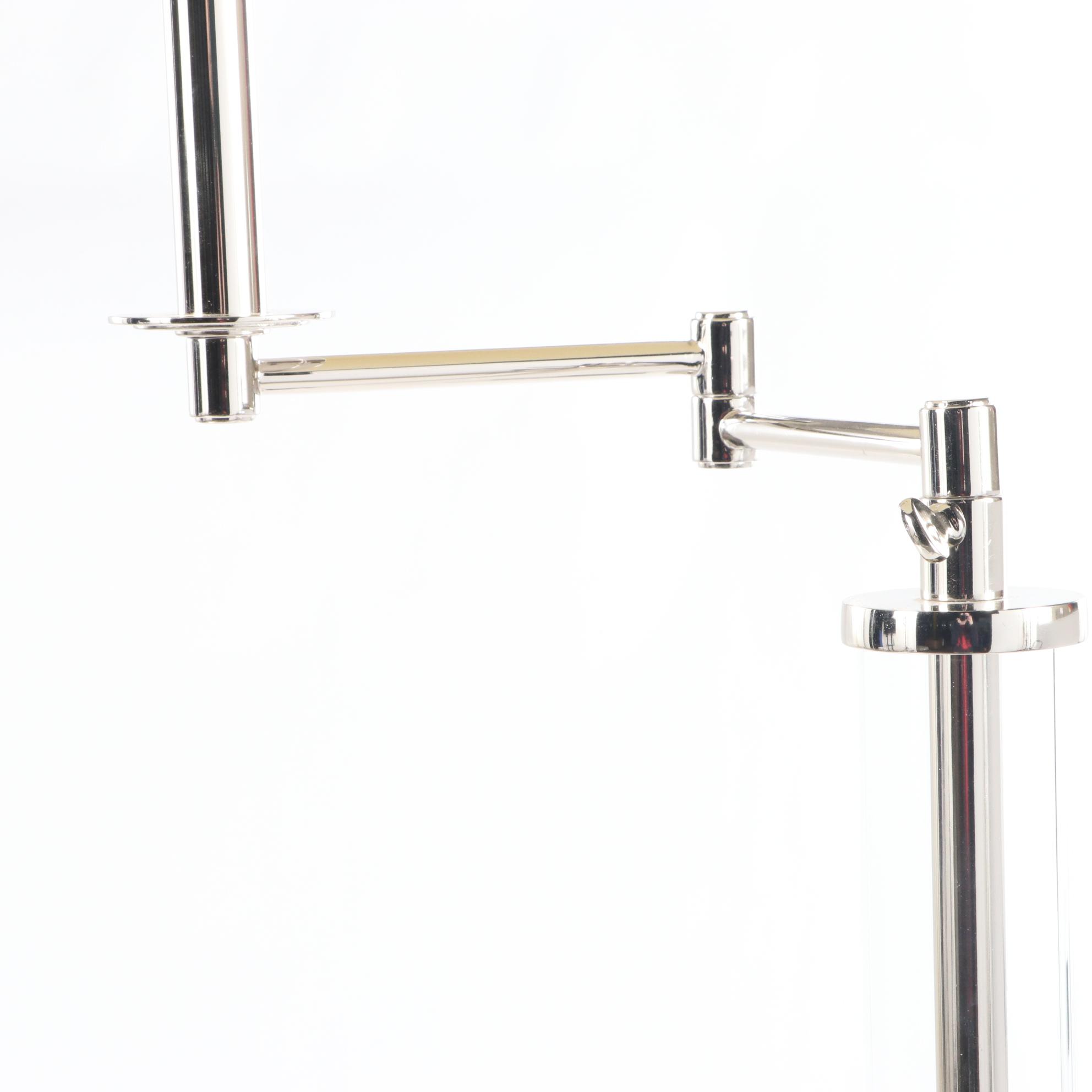 Restoration Hardware "French Column" Glass and Chrome SwingArm Floor