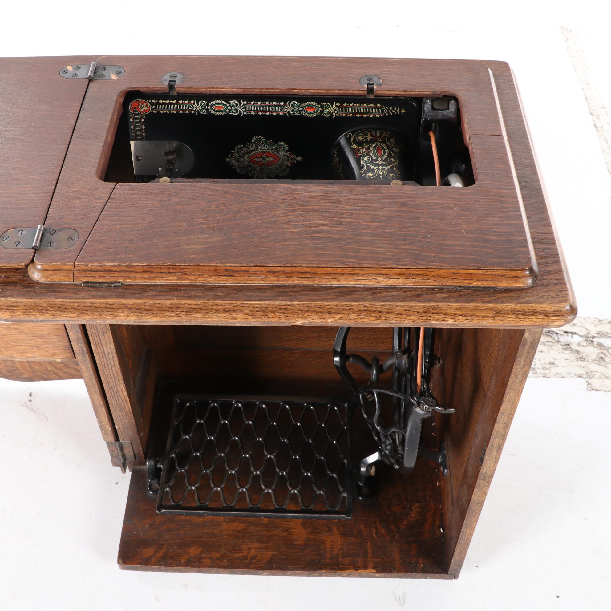 Singer Treadle Sewing Machine No. 66 with Open Side Cabinet No. 23
