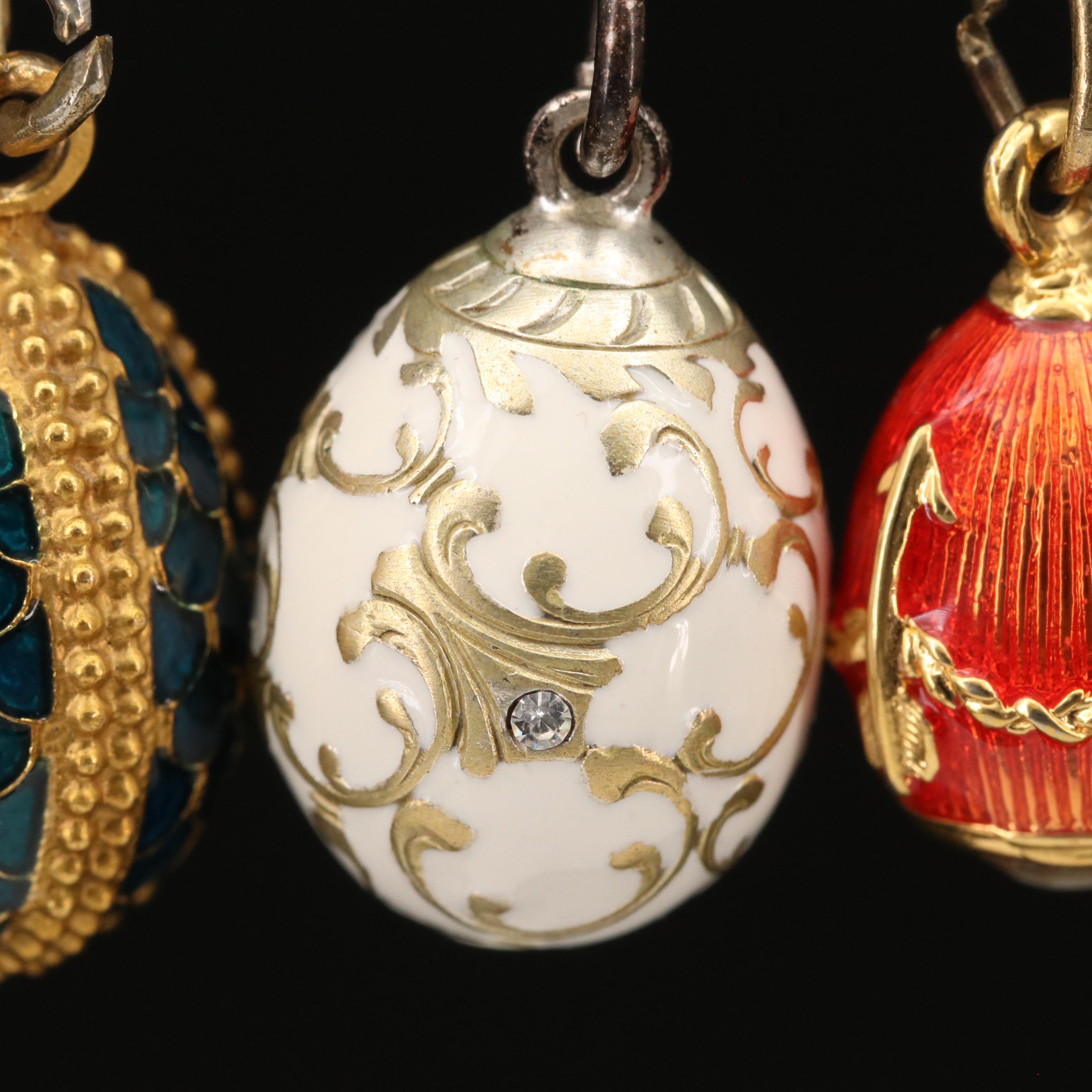 Egg Pendants Featuring Enamel and Rhinestone EBTH