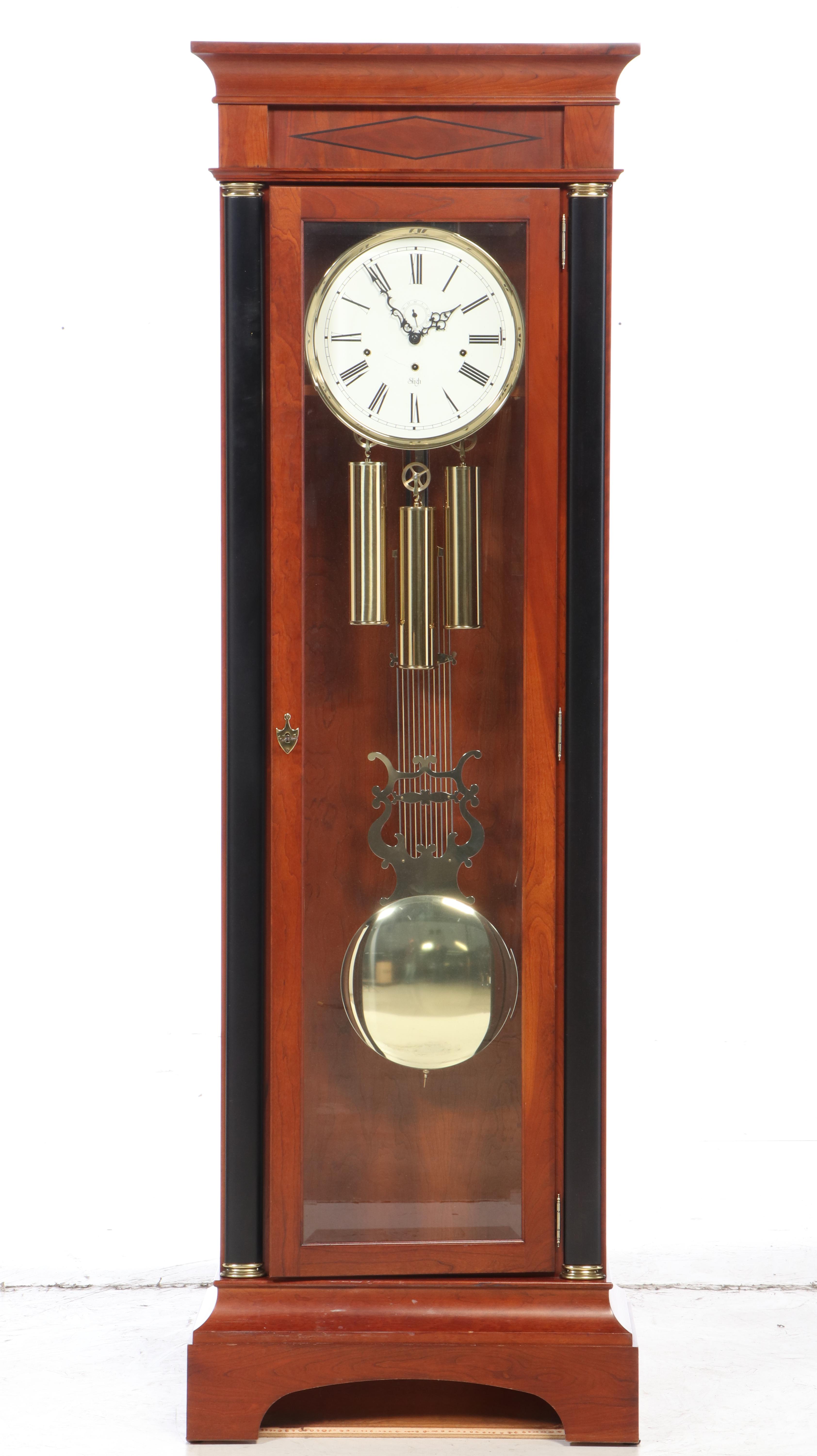 Sligh "Metropolitan" Empire Style Cherry Wood Grandfather Clock | EBTH