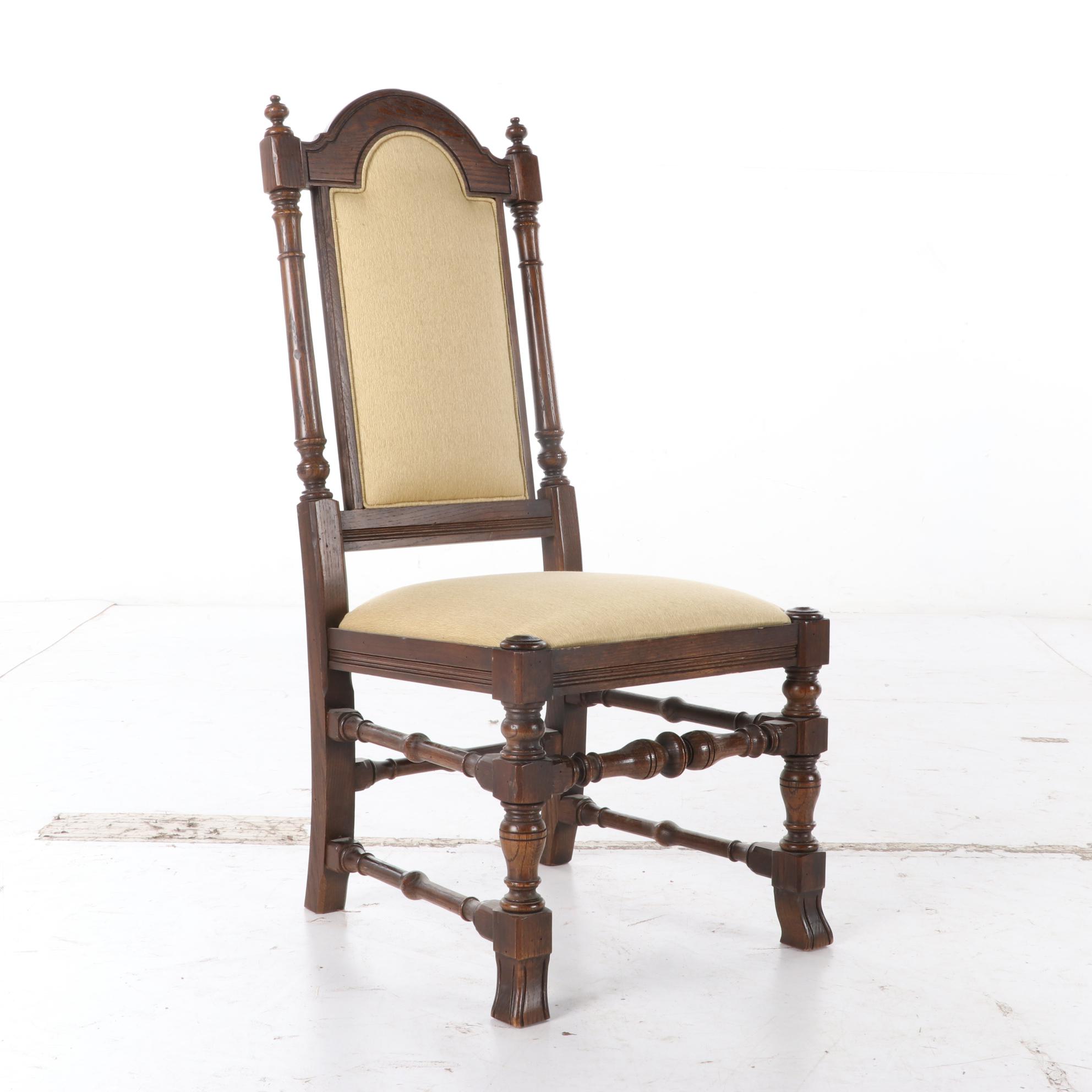 Set of Ten Ethan Allen "Royal Charter" Oak Upholstered Dining Chairs EBTH