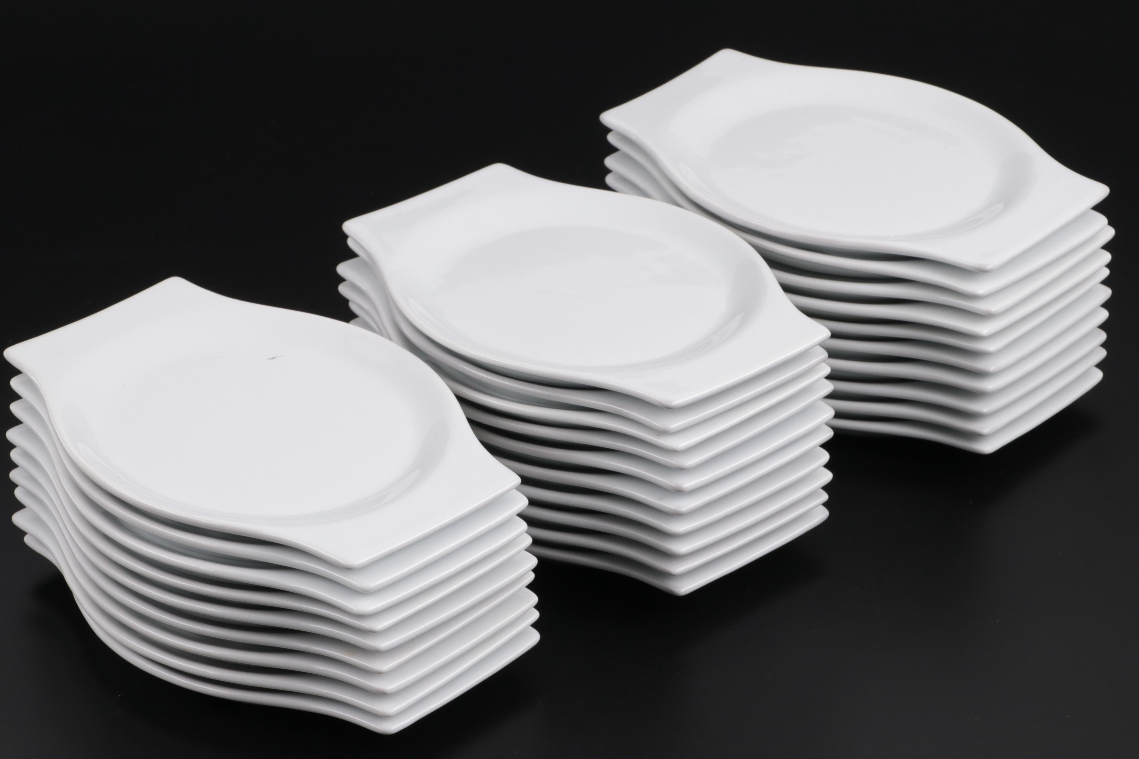 Crate & Barrel White Porcelain Appetizer Plates EBTH