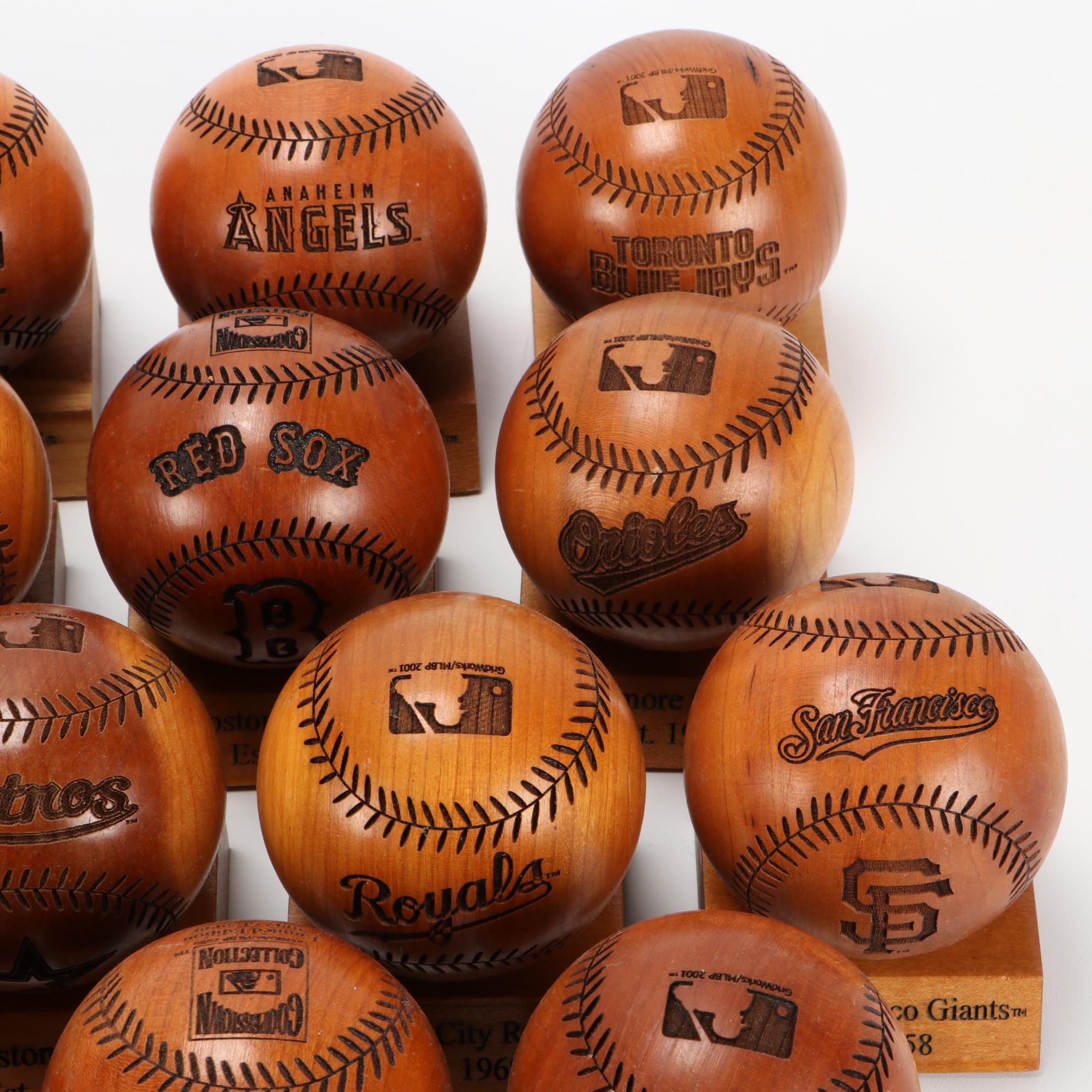 Grid Works Inc. MLB Wooden Baseballs Including Cooperstown Collection
