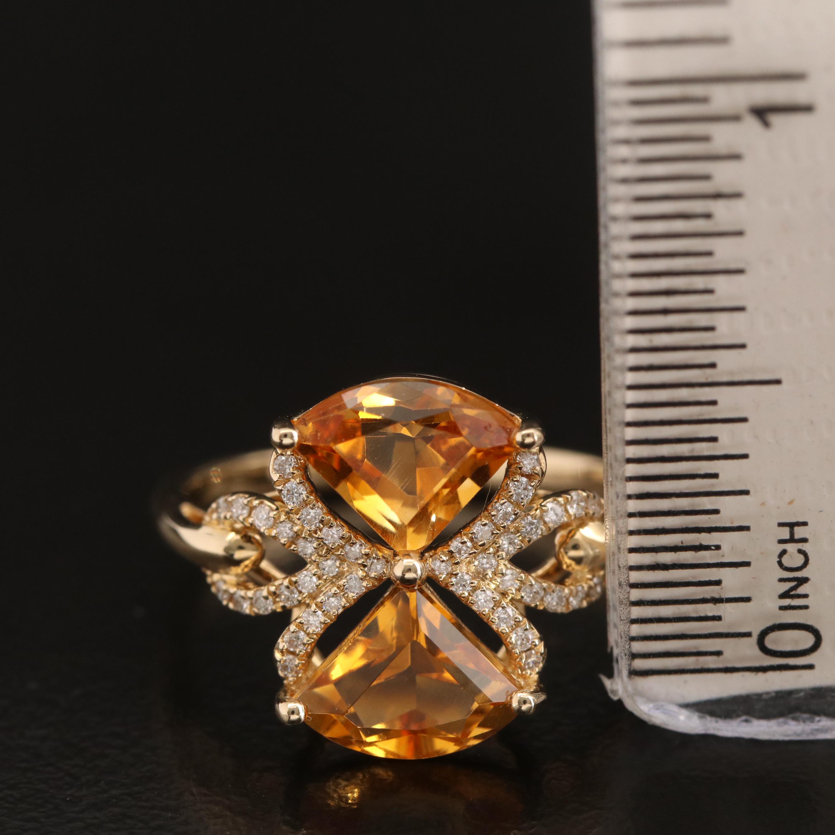 EFFY 14K Citrine and Diamond Bow Ring | EBTH