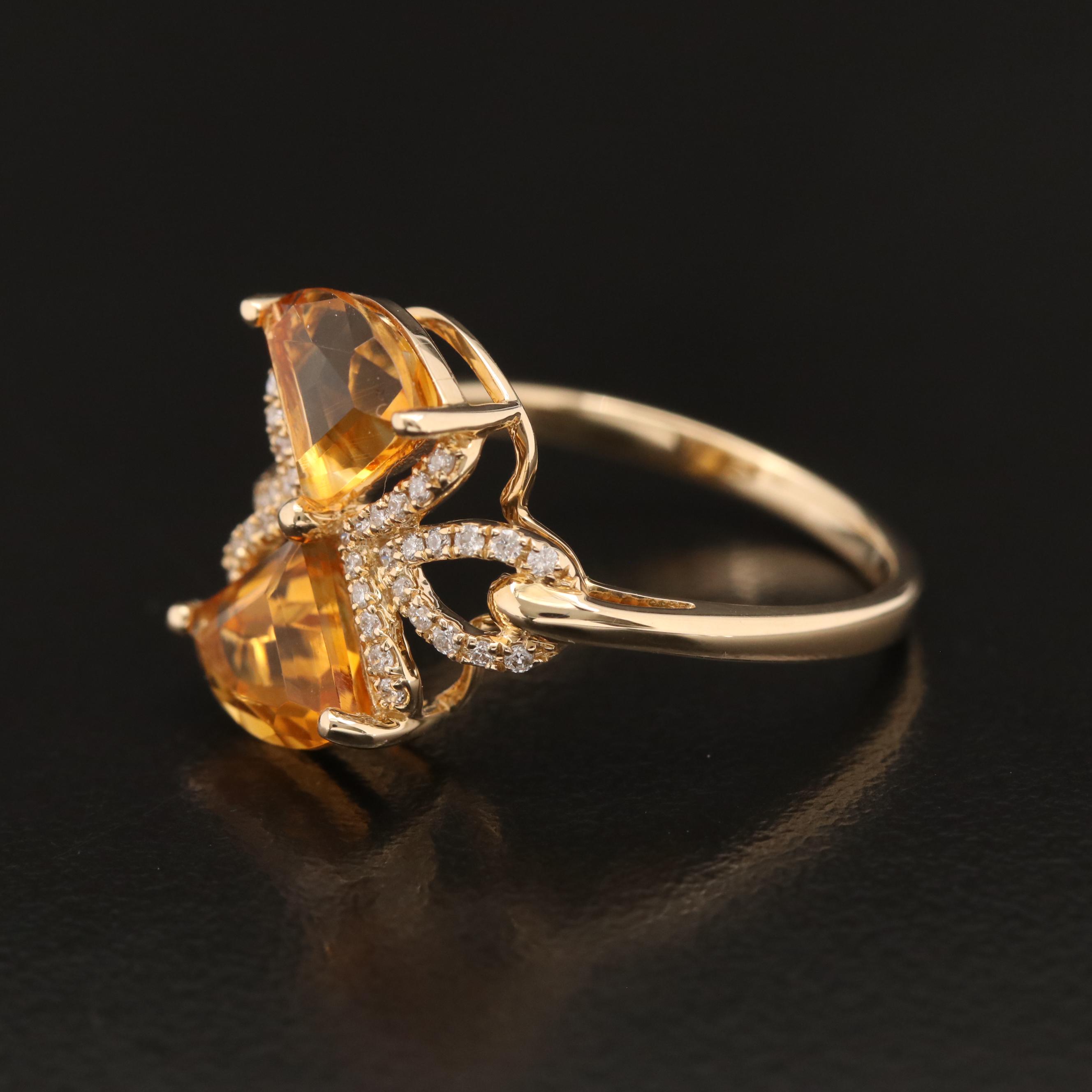 EFFY 14K Citrine and Diamond Bow Ring | EBTH