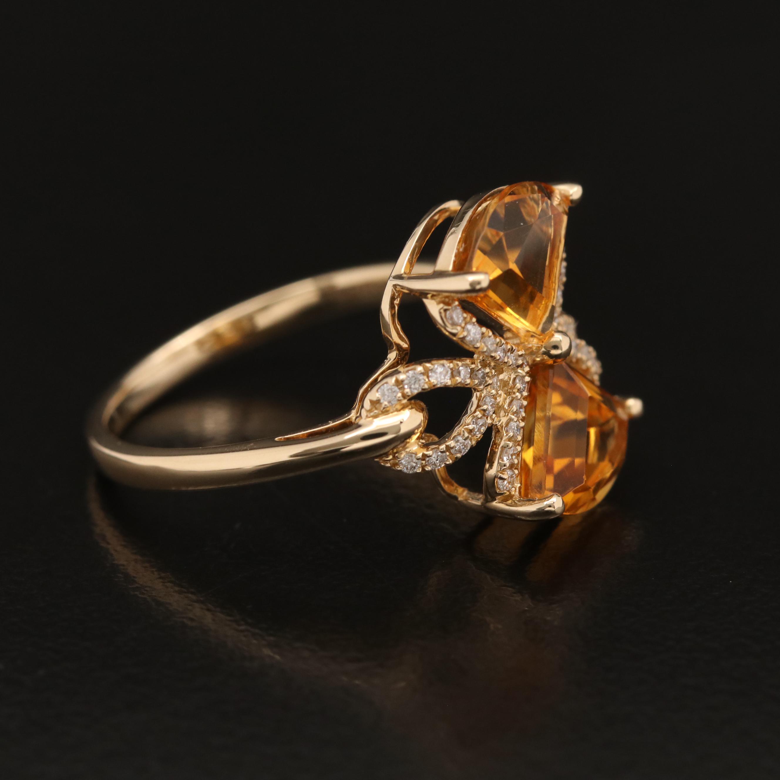 EFFY 14K Citrine and Diamond Bow Ring | EBTH