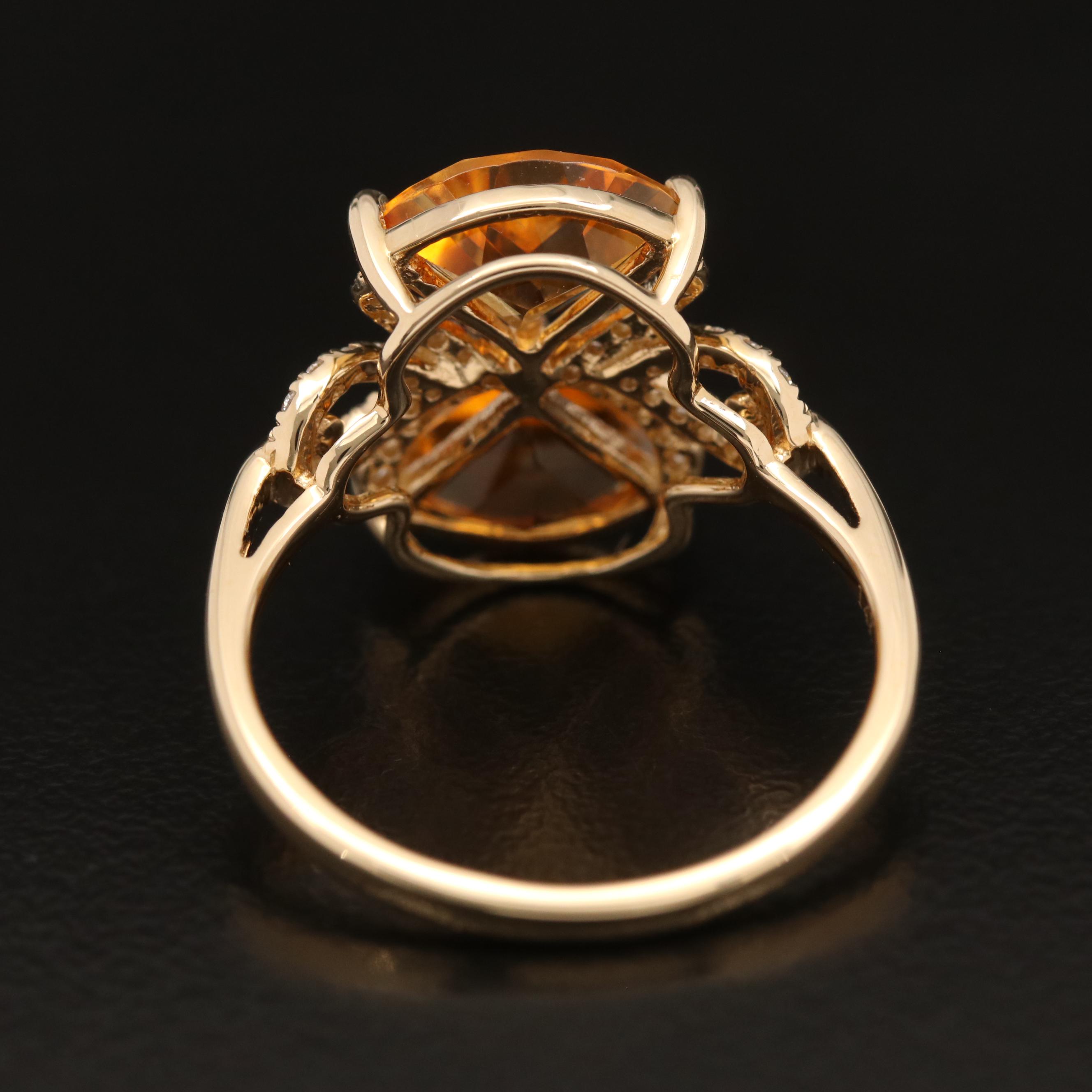 EFFY 14K Citrine and Diamond Bow Ring | EBTH