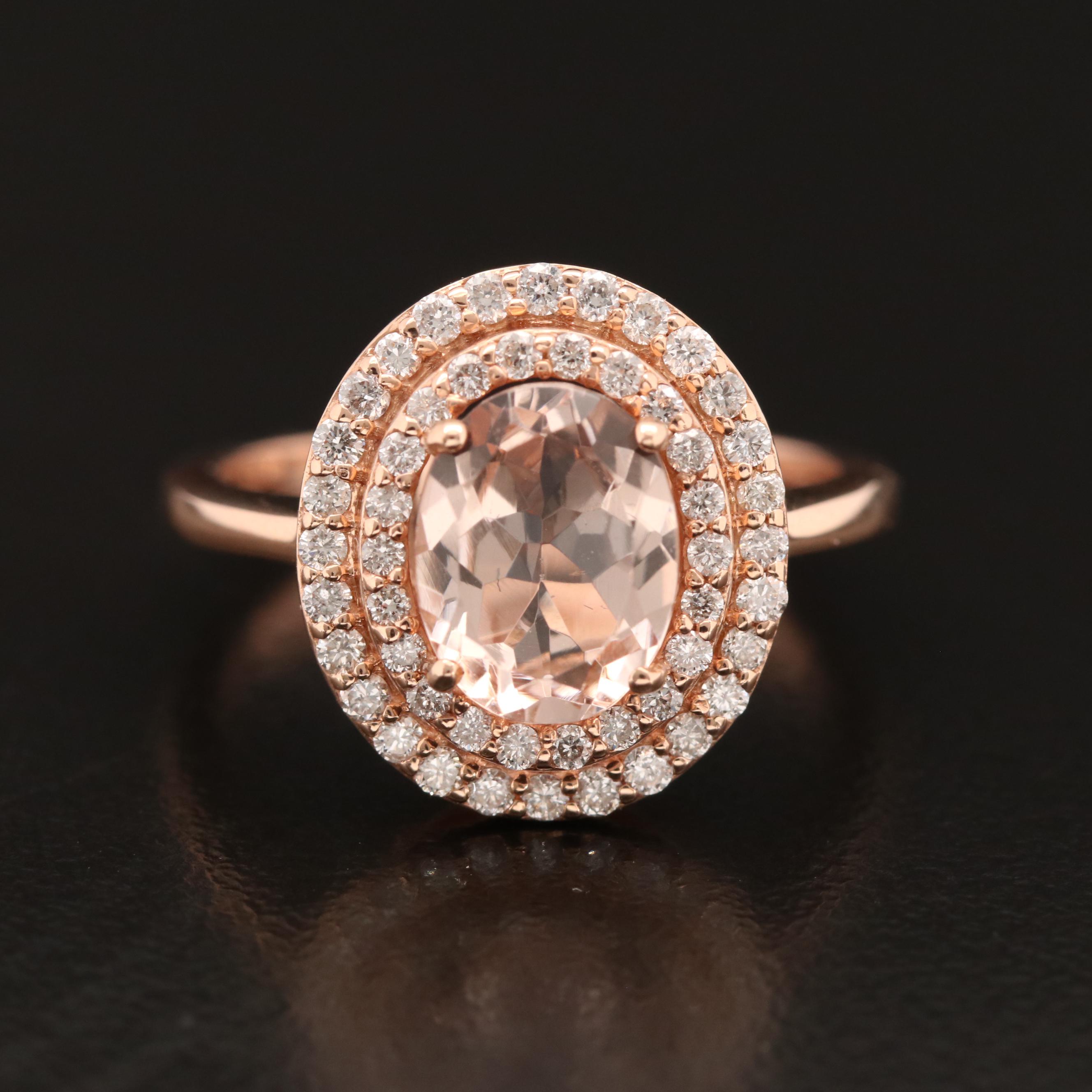 EFFY 14K Rose Gold Morganite and Diamond Ring