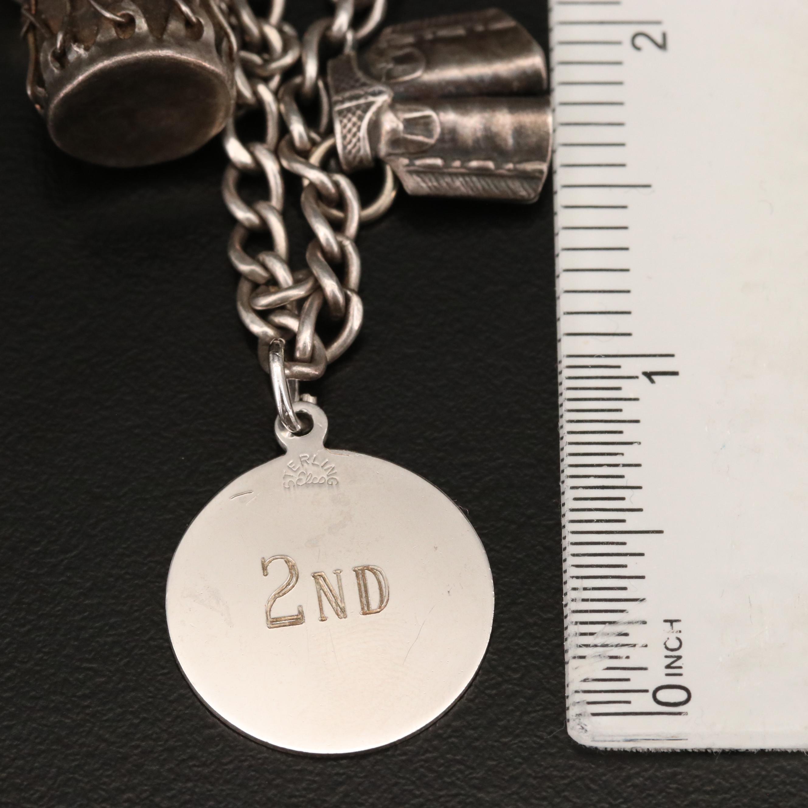 Sterling Western Themed Charm Bracelet with Horse and Boot Charms EBTH