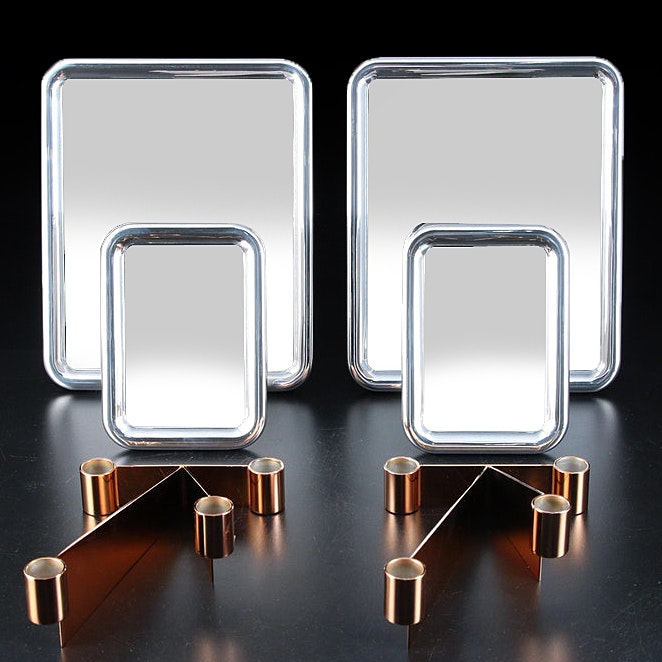 Jensen "Tableau" Tabletop Mirrors with "Urkiola" Stainless Candle